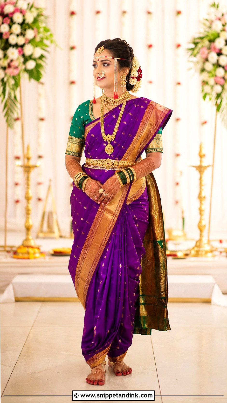Purple Paithani Navvari Bridal Look - Snippet and Ink - 30 Navvari Bridal Look Ideas