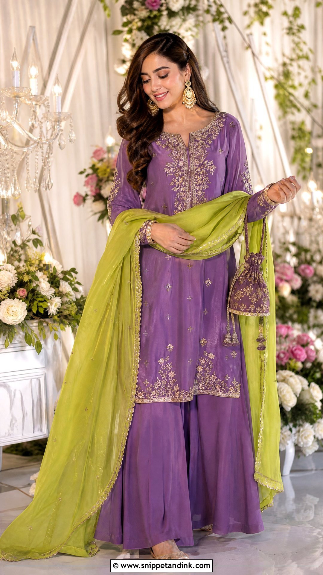 Purple Palazzo Suit for Mehndi - Snippet and Ink - 20 Suit for Mehndi Function Ideas