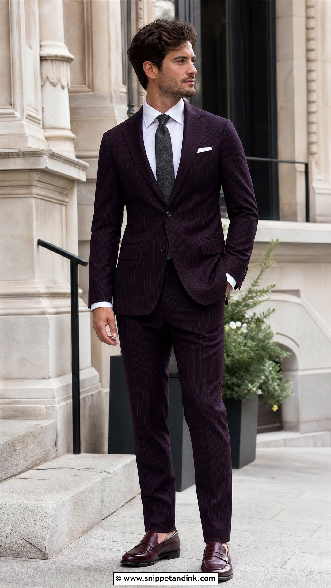 Purple Pinstripe Wedding Suit - Snippet and Ink - 20 Purple Wedding Suit Ideas