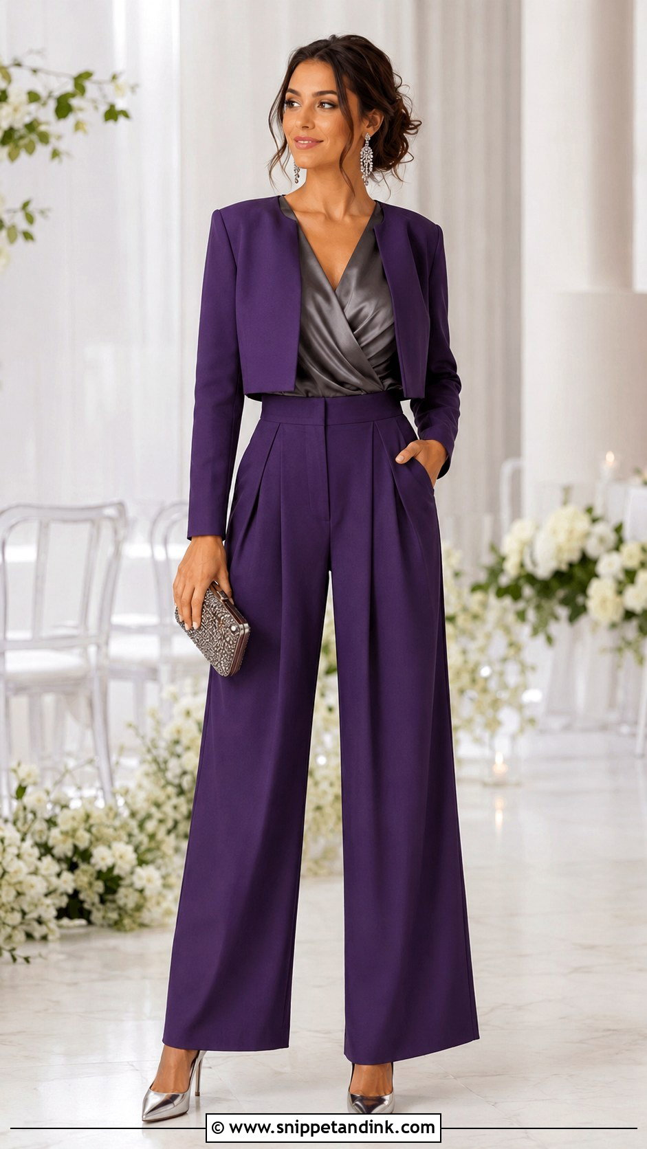 Purple Pleated Pants Wedding Outfit - Snippet and Ink - 20 Formal Pants Outfit Wedding Ideas