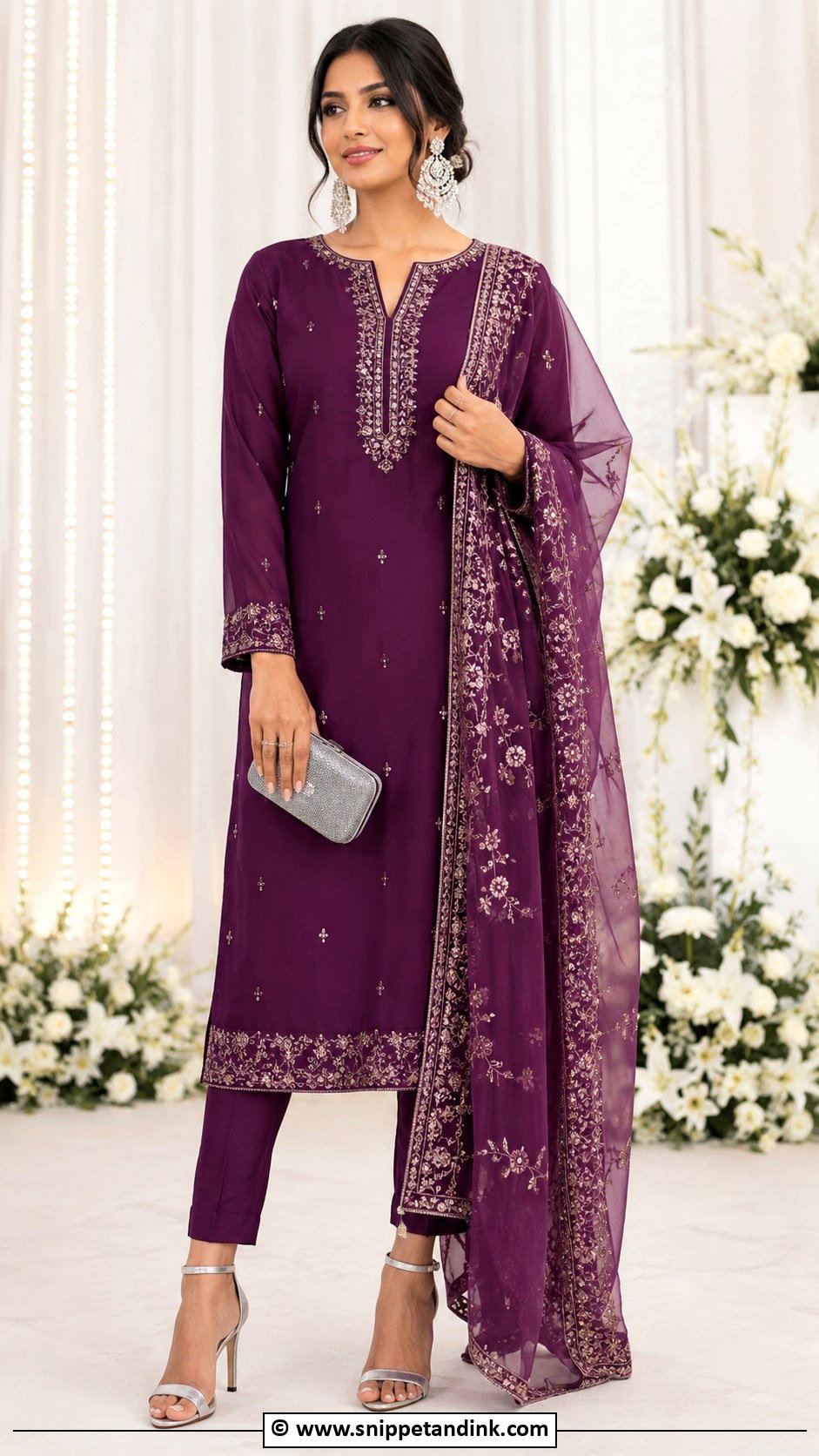 Purple Punjabi Straight Suit - Snippet and Ink - 30 Punjabi Wedding Suit Ideas
