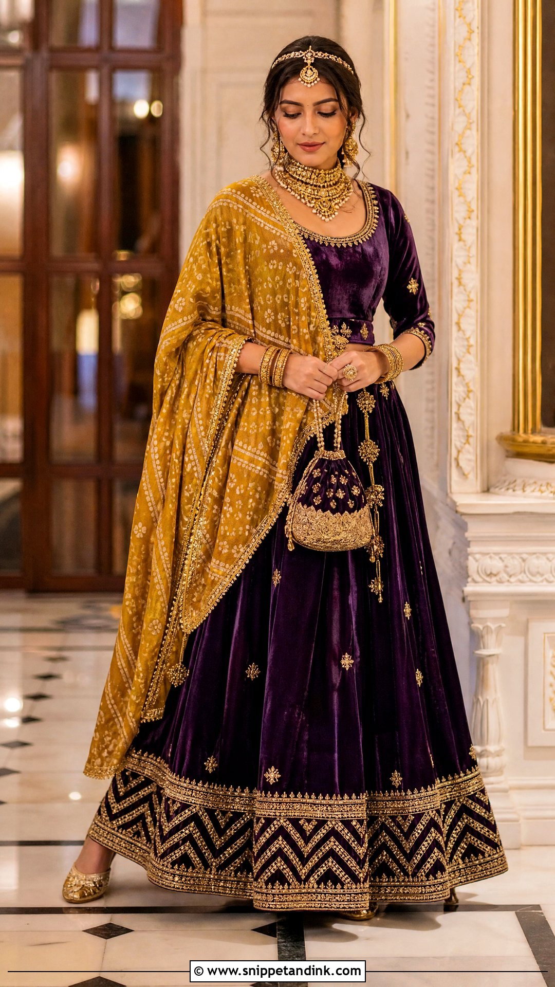 Purple Rajasthani Velvet Lehenga - Snippet and Ink - 20 Rajasthani Lengha Ideas
