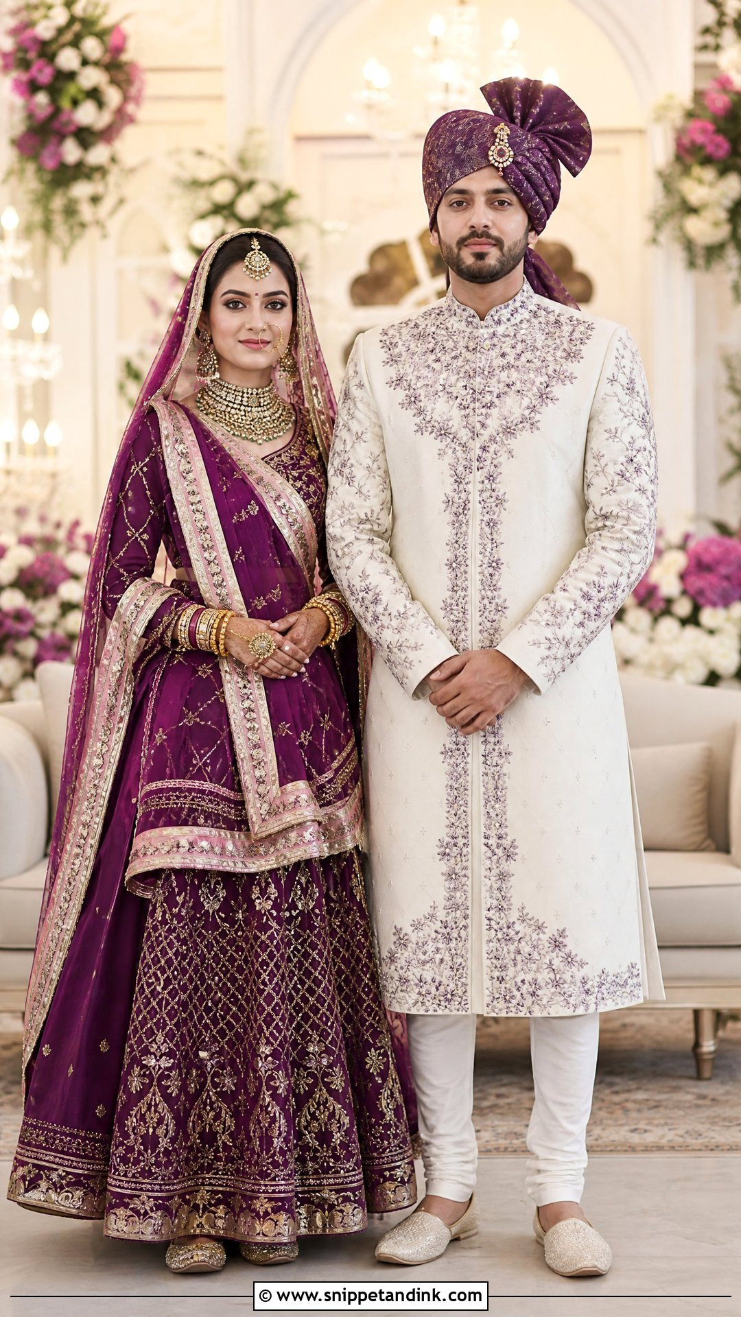Purple Rajputi Couple Outfit - Snippet and Ink - 20 Rajputi Couple Ideas