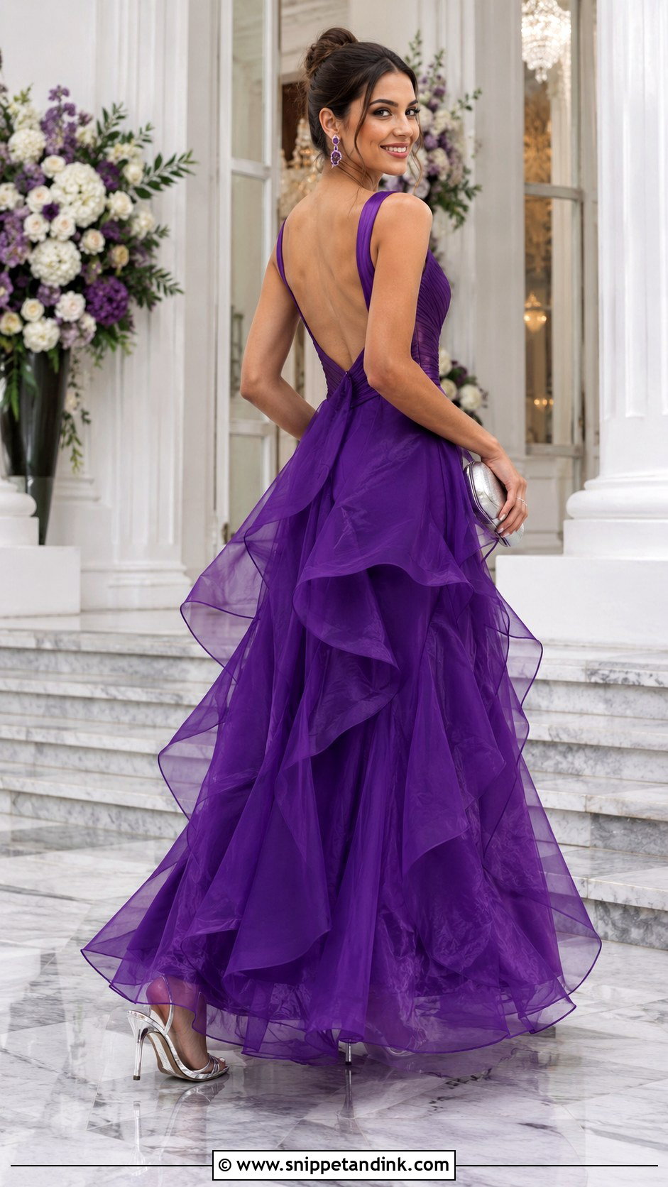 Purple Ruffle Backless Ball Gown - Snippet and Ink - 20 Backless Ball Gown Ideas