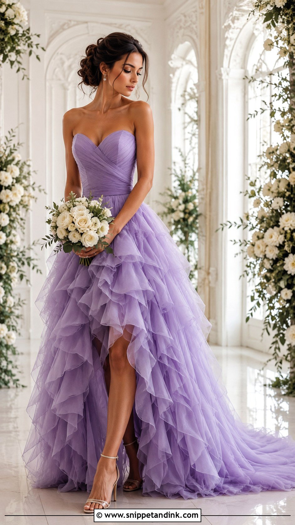 Purple Ruffle Wedding Gown - Snippet and Ink - 25 Purple Wedding Gown Ideas