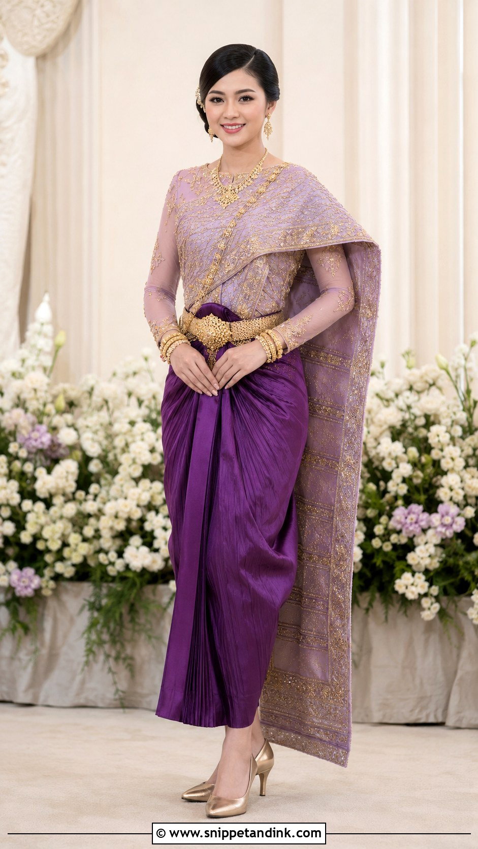 Purple Sampot Phamuong Wedding Dress - Snippet and Ink - 20 Cambodian Wedding Dress Ideas