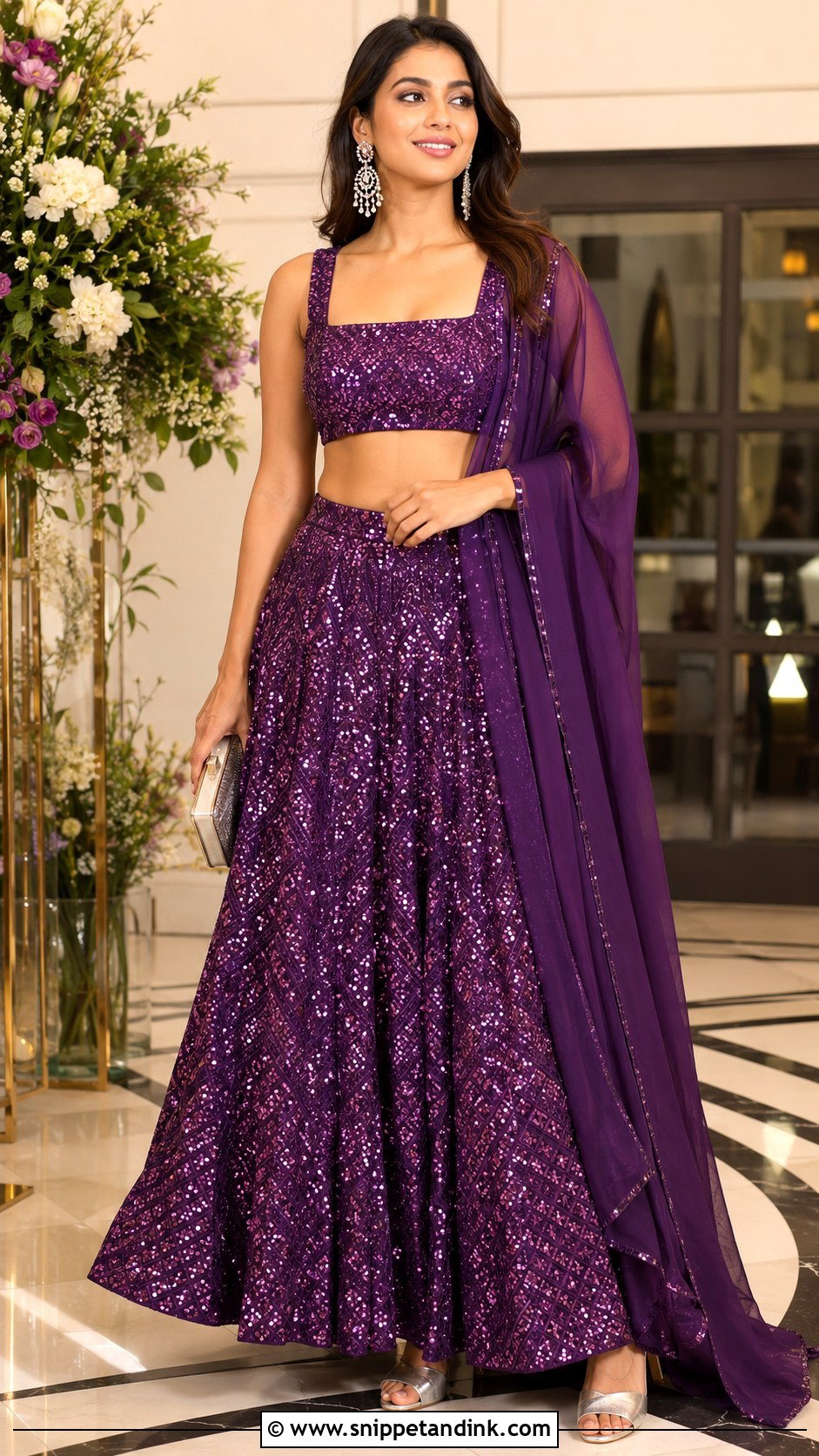 Purple Sequin Wedding Chaniya Choli - Snippet and Ink - 20 Wedding Chaniya Choli Ideas