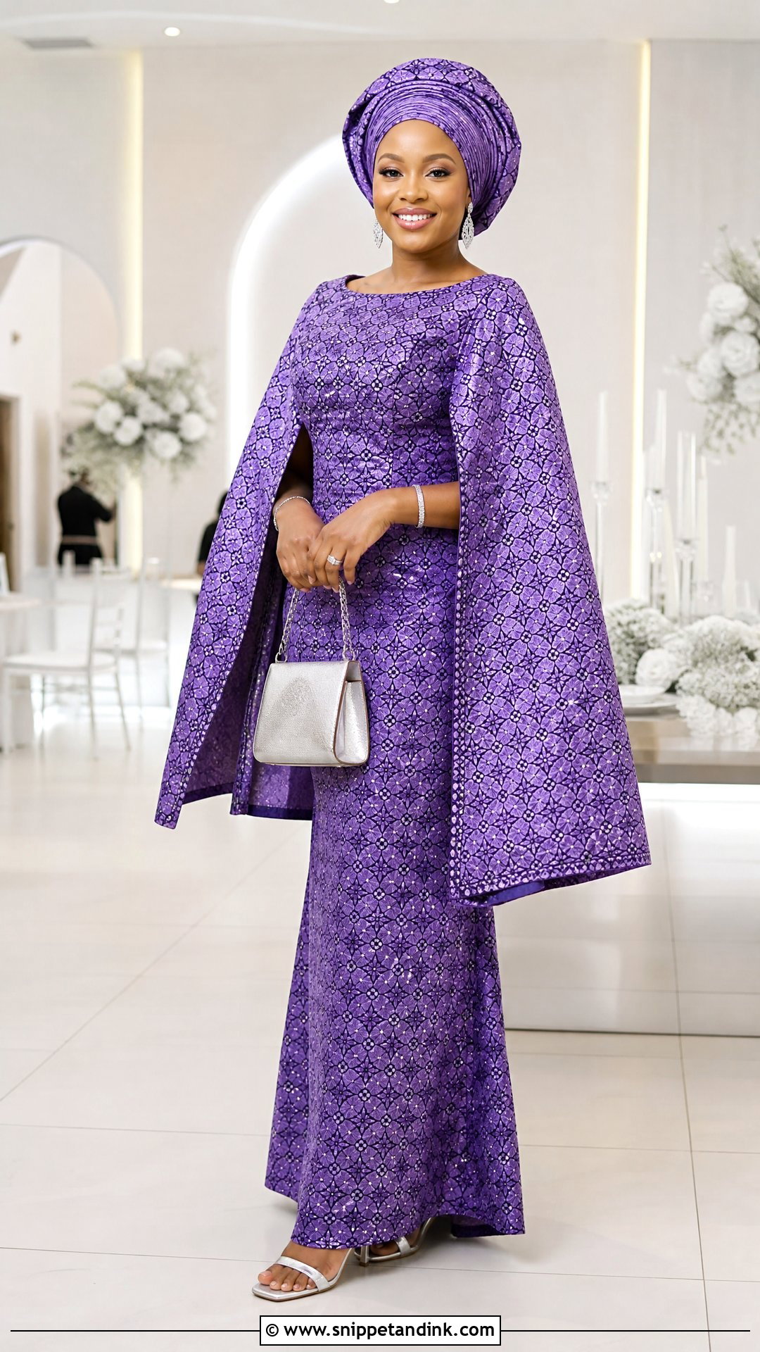 Purple Shweshwe Cape Sleeve Wedding Dress - Snippet and Ink - 20 Shweshwe Dresses South Africa Traditional Weddings