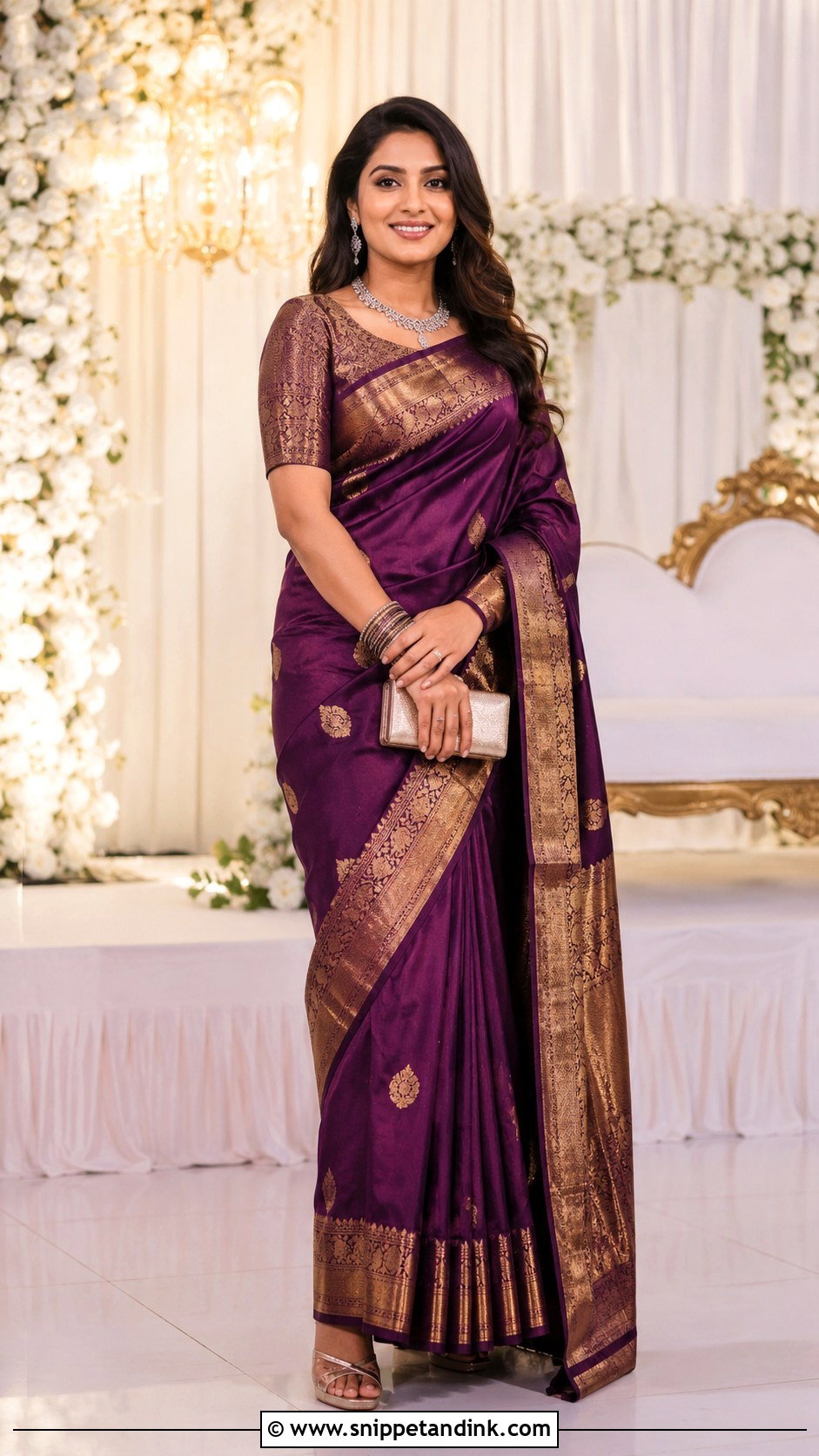 Purple Silk Mangalorean Reception Bride - Snippet and Ink - 20 Mangalorean Bride Ideas