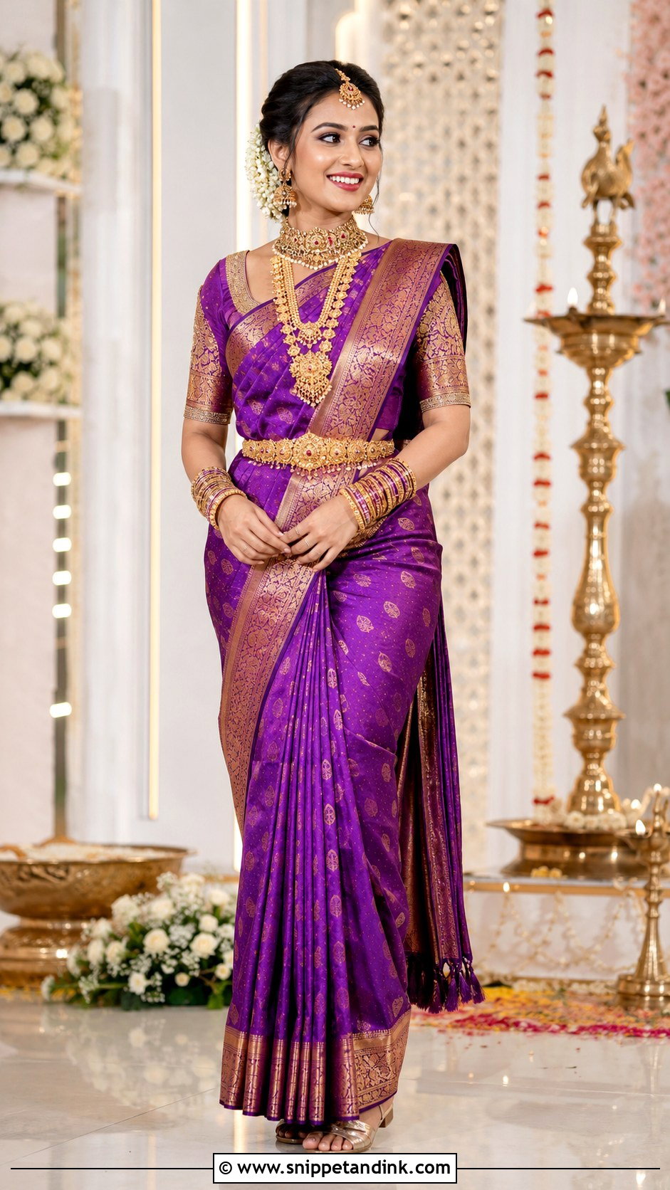 Purple Silk Saree Karnataka Bride - Snippet and Ink - 25 Karnataka Bride Ideas