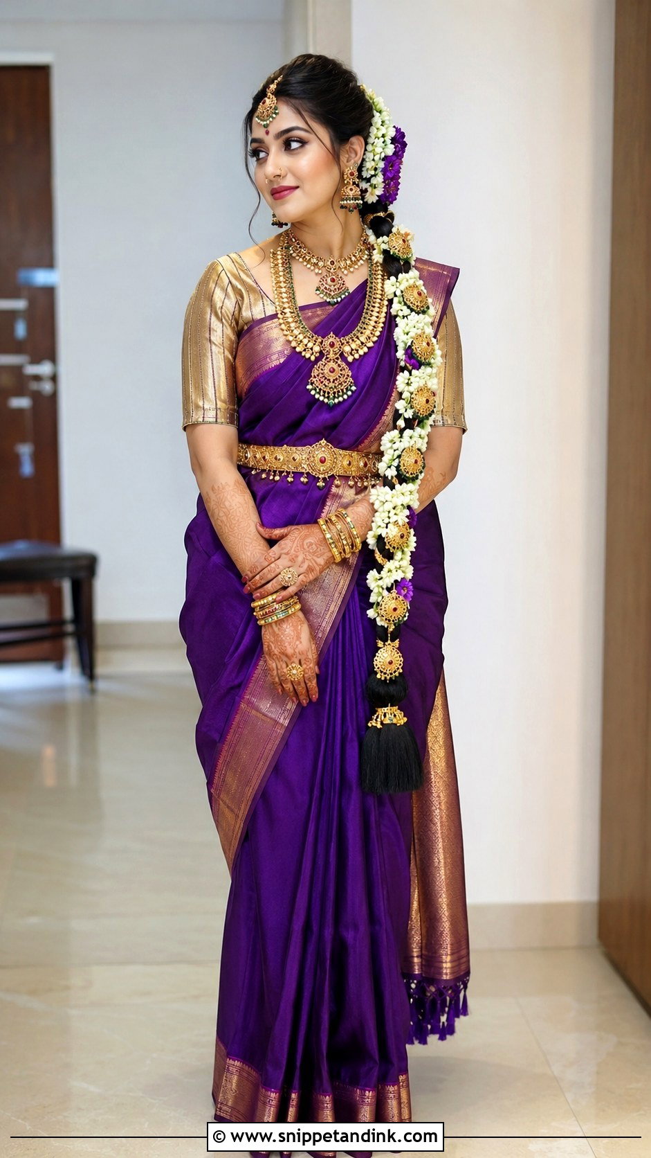 Purple Silk Saree Moggina Jade Bride - Snippet and Ink - 25 Moggina Jade Brides Ideas