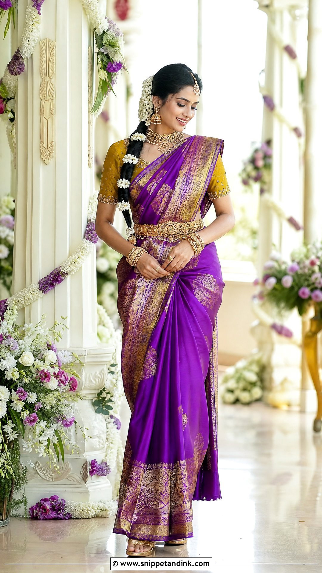 Purple Silk Saree Pellikuthuru Look - Snippet and Ink - 20 Pellikuthuru Look Ideas