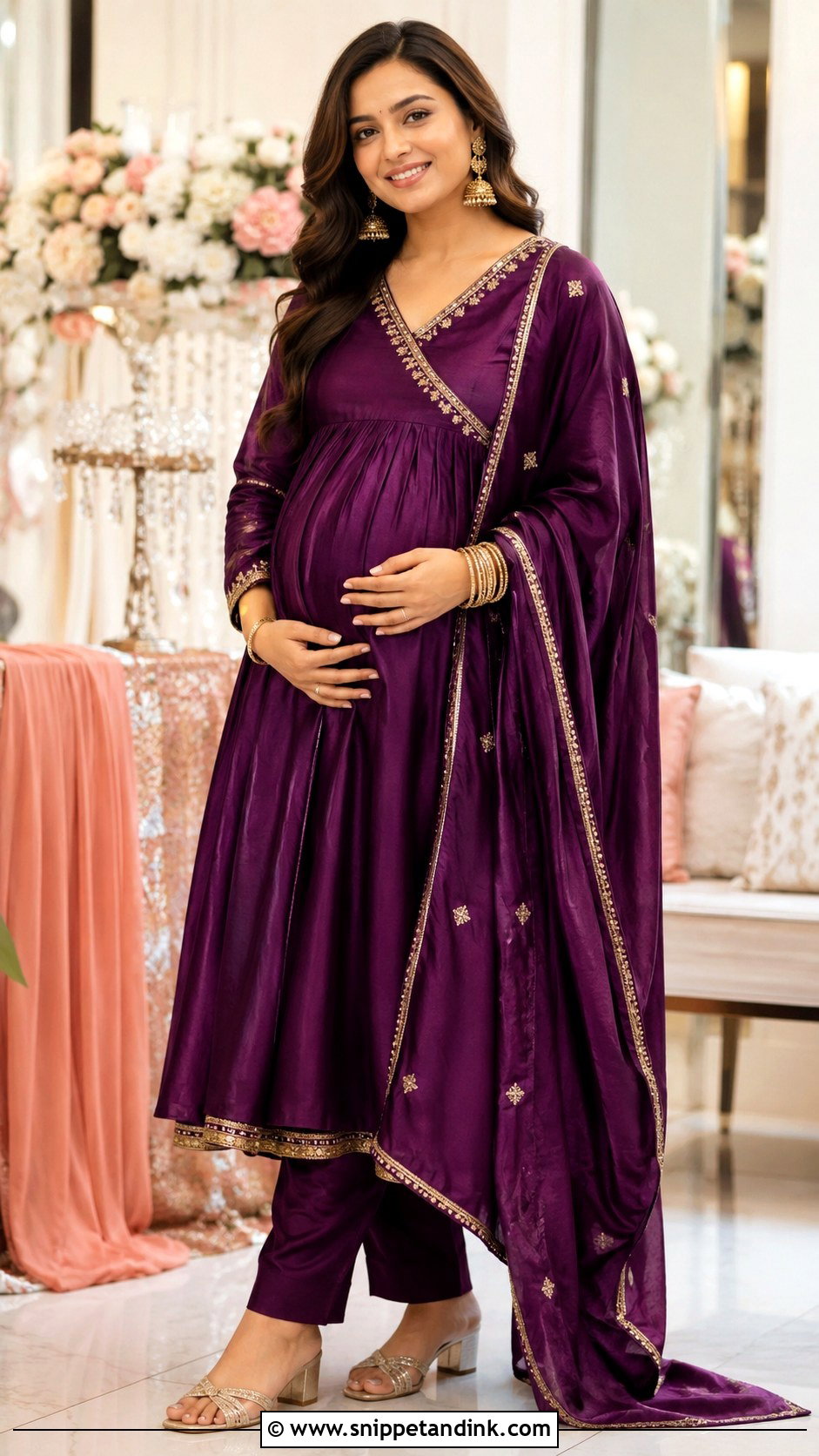 Purple Silk Suit Godh Bharai Outfit - Snippet and Ink - 25 Godh Bharai Outfit Ideas