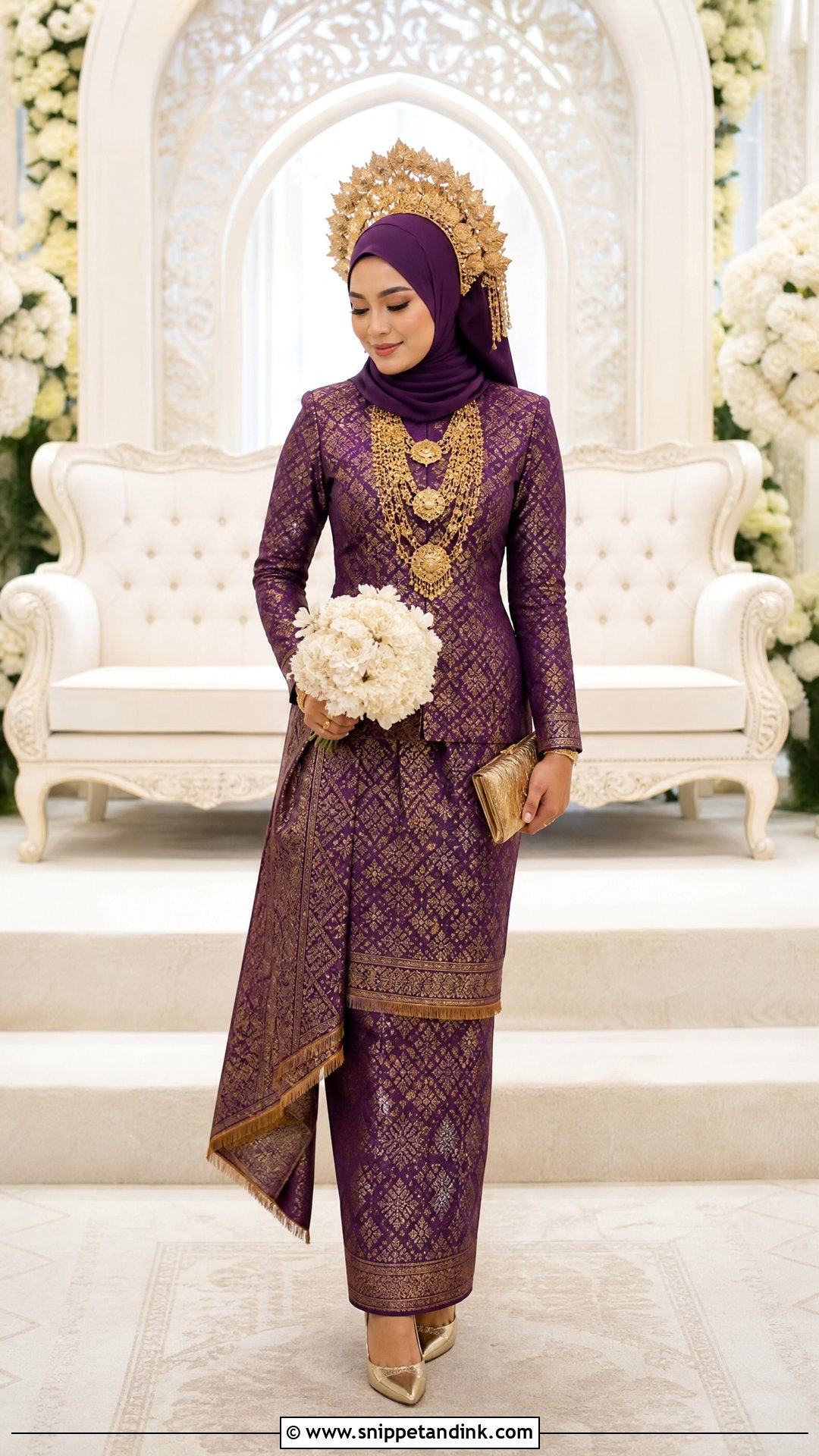 Purple Songket Malay Wedding Dress - Snippet and Ink - 20 Traditional Malay Wedding Dress Ideas