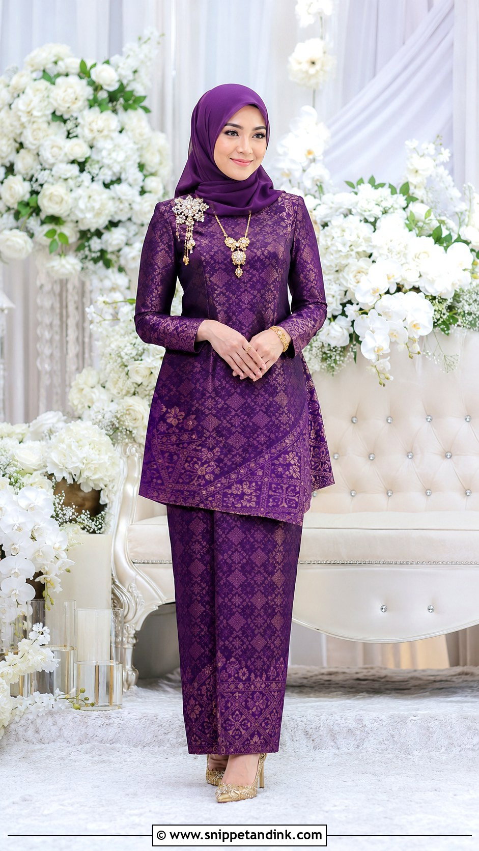 Purple Songket Wedding Dress - Snippet and Ink - 25 Malay Songket Wedding Dress Ideas