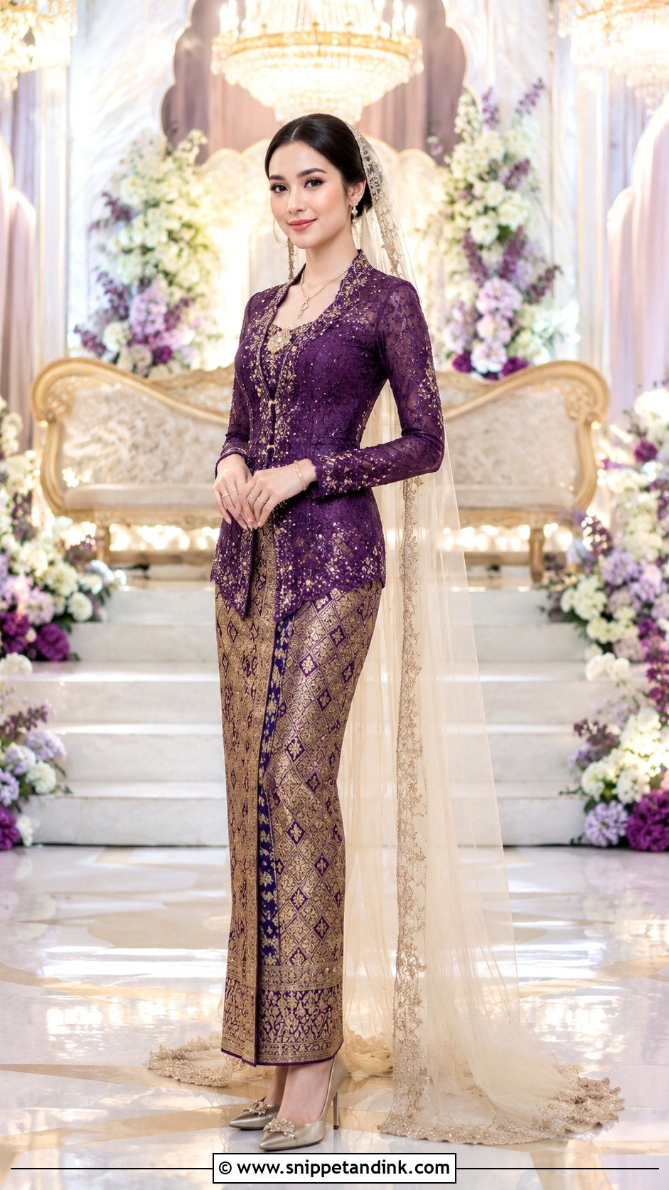 Purple Songket Wedding Dress - Snippet and Ink - 30 Songket Wedding Dress Ideas