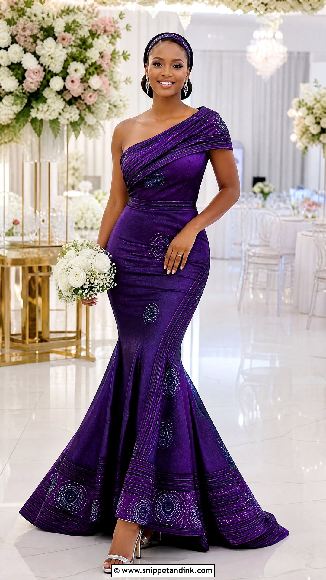 Purple Sotho Wedding Dress With One Shoulder Neckline - Snippet and Ink - 20 Sotho Wedding Dress Ideas