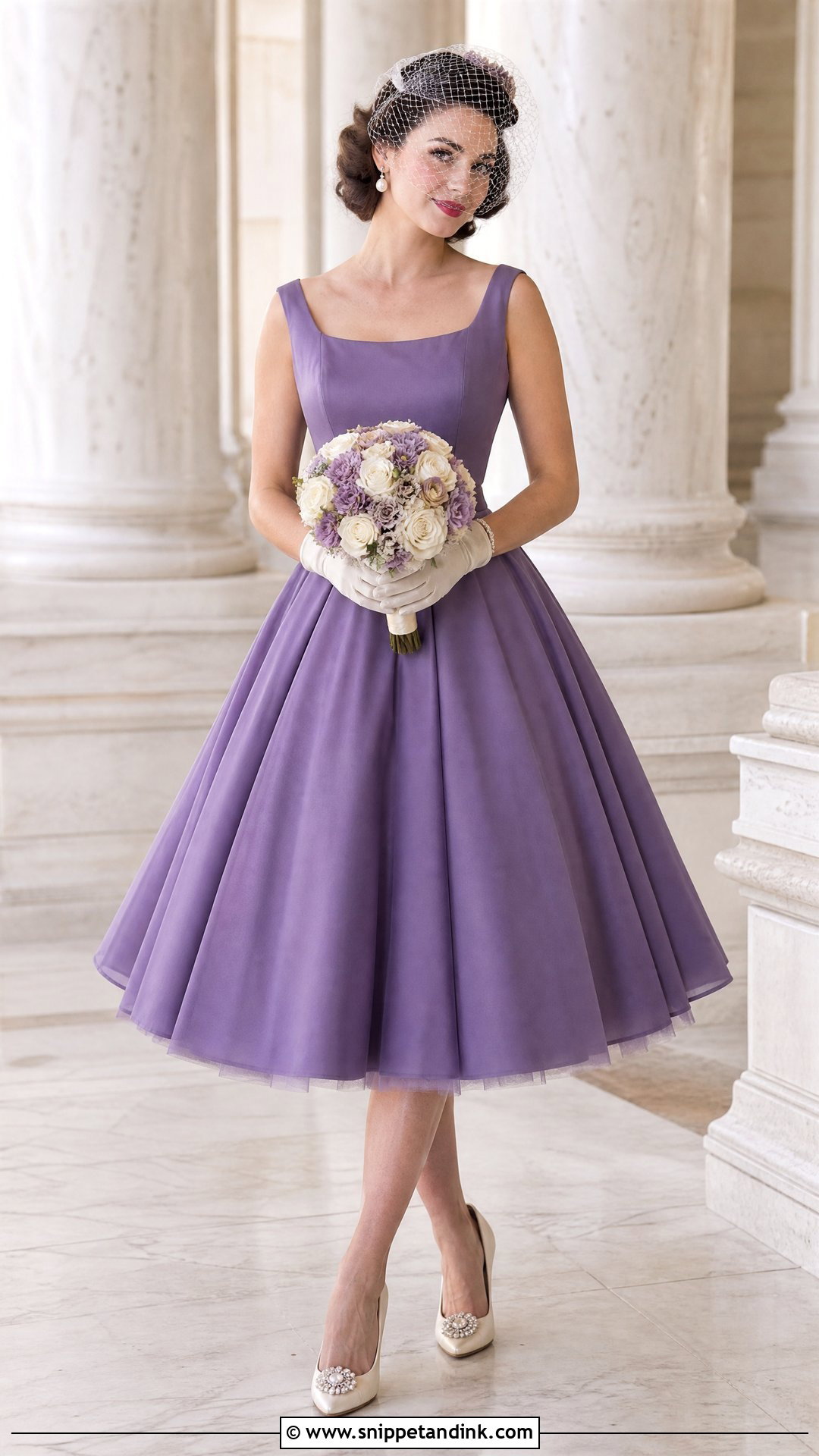 Purple Tea Length Wedding Dress - Snippet and Ink - 20 Purple Bride Dress Ideas