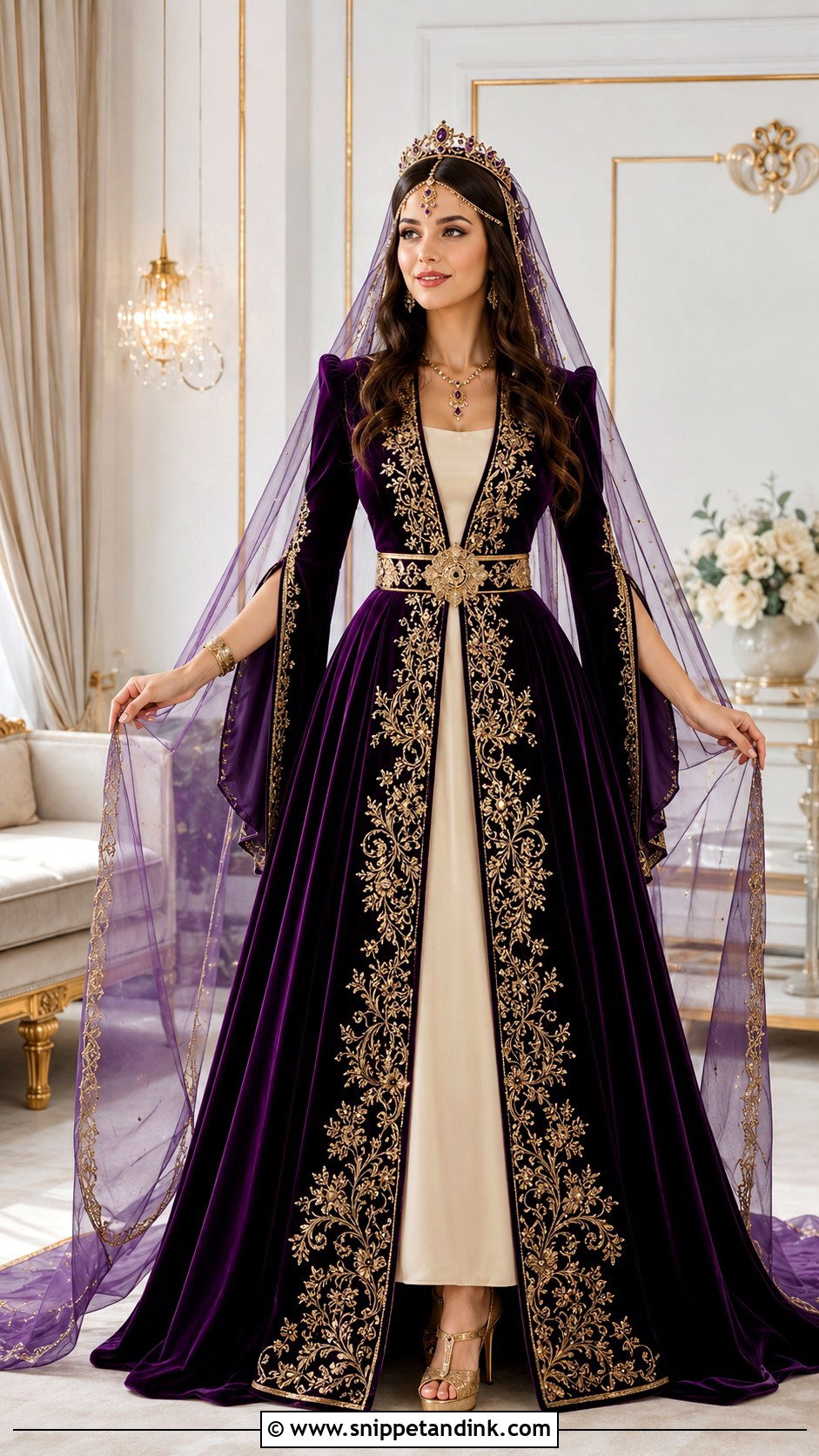 Purple Turkish Henna Night Dress - Snippet and Ink - 20 Traditional Turkish Wedding Dress Ideas