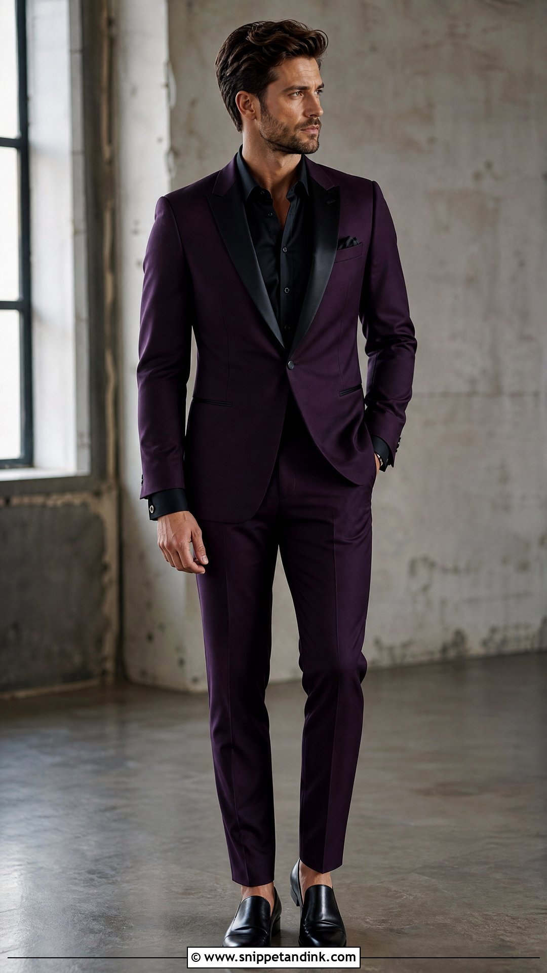 Purple Tuxedo With Black Dress Shirt - Snippet and Ink - 20 Purple Tuxedo Wedding Ideas