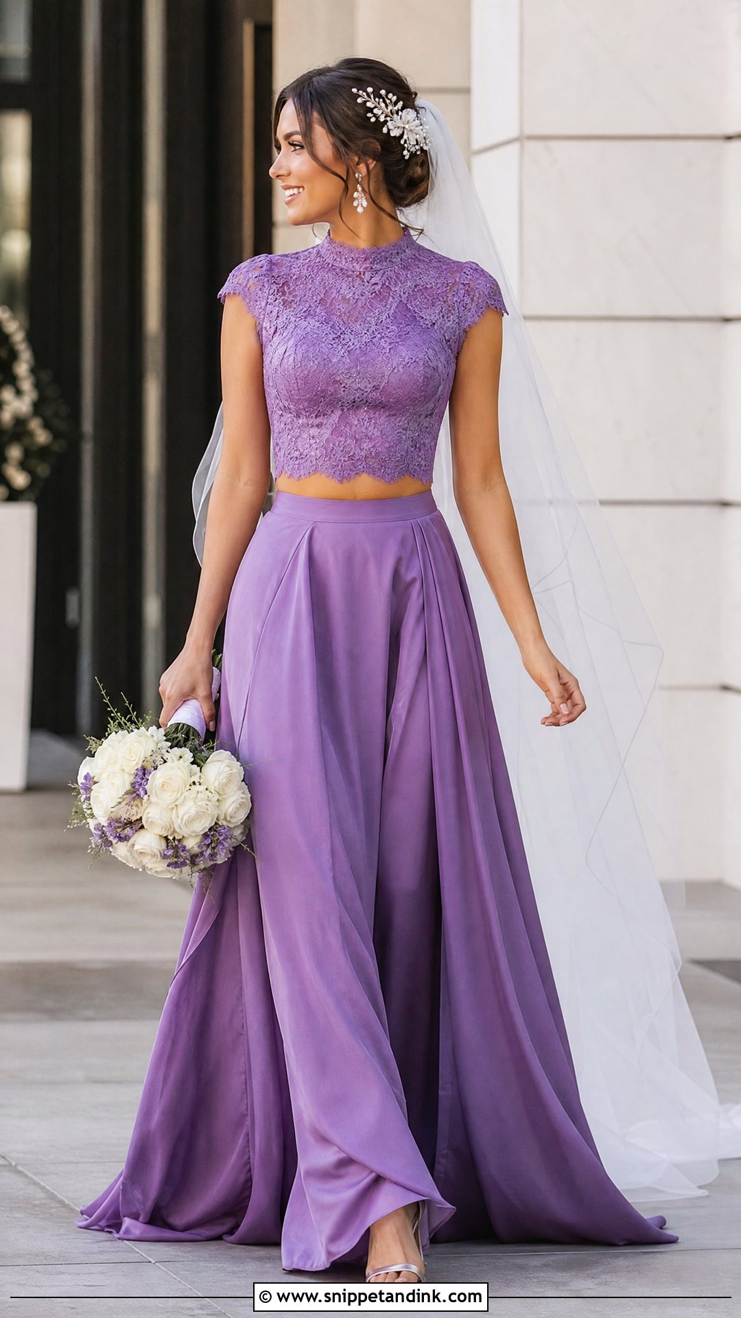 Purple Two Piece Bridal Dress - Snippet and Ink - 20 Purple Bridal Dress Ideas