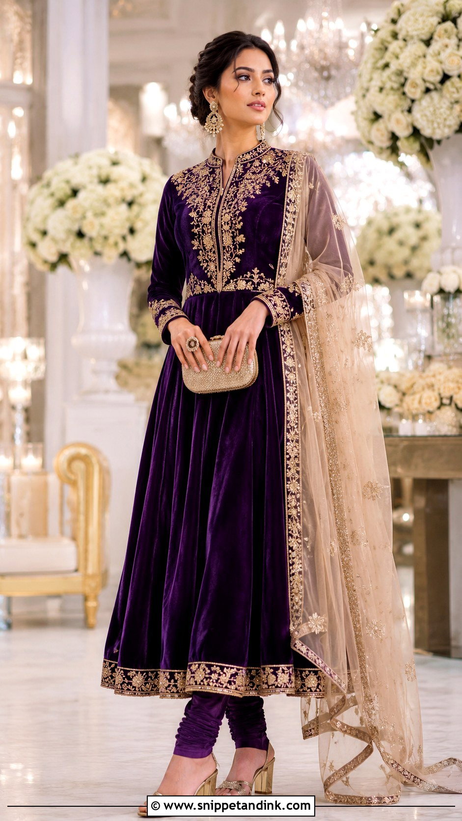 Purple Velvet Anarkali Punjabi Salwar Suit - Snippet and Ink - 20 Punjabi Salwar Suits Party Wear Wedding