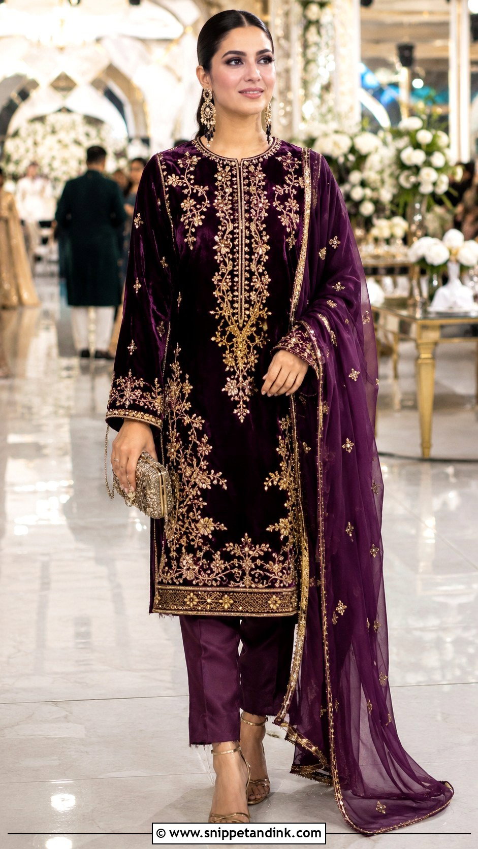 Purple Velvet Dress For Winter Wedding - Snippet and Ink - 25 Pakistani Wedding Dresses Sisters