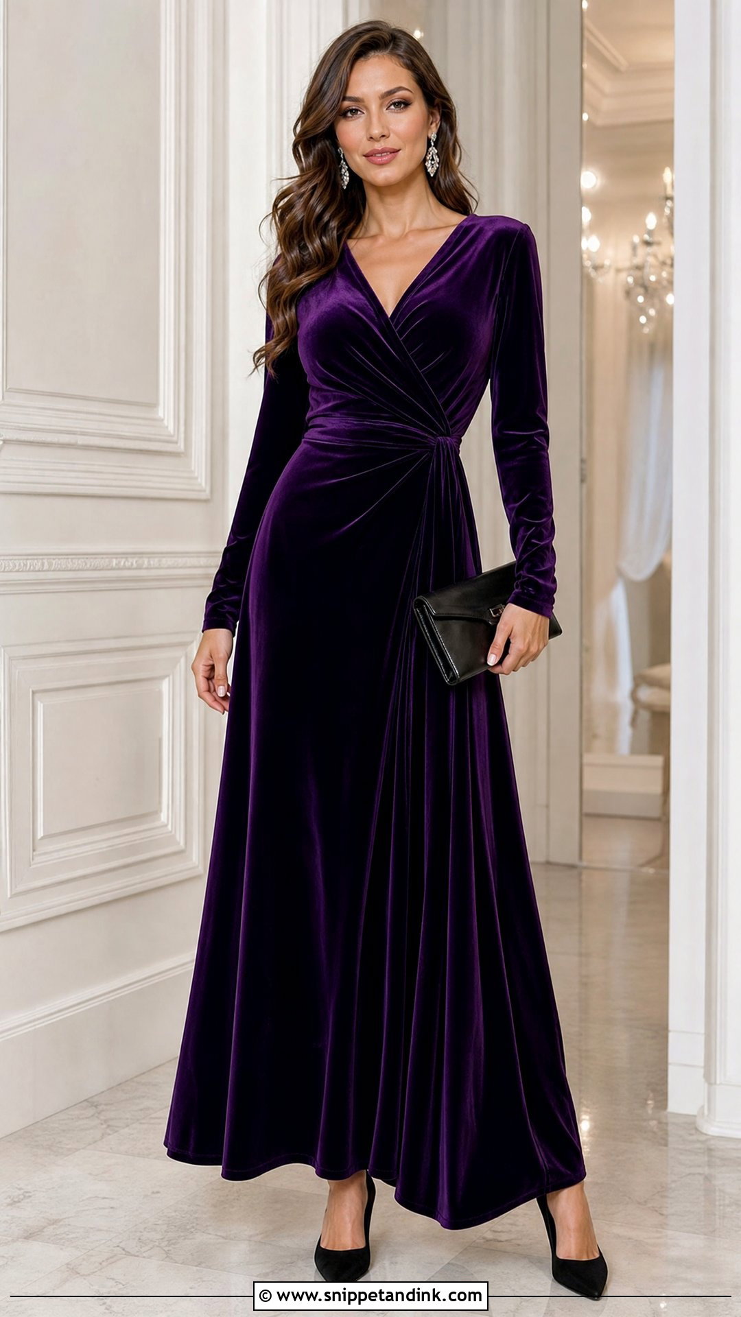 Purple Velvet Gown Outfit - Snippet and Ink - 20 Womens Gown Ideas