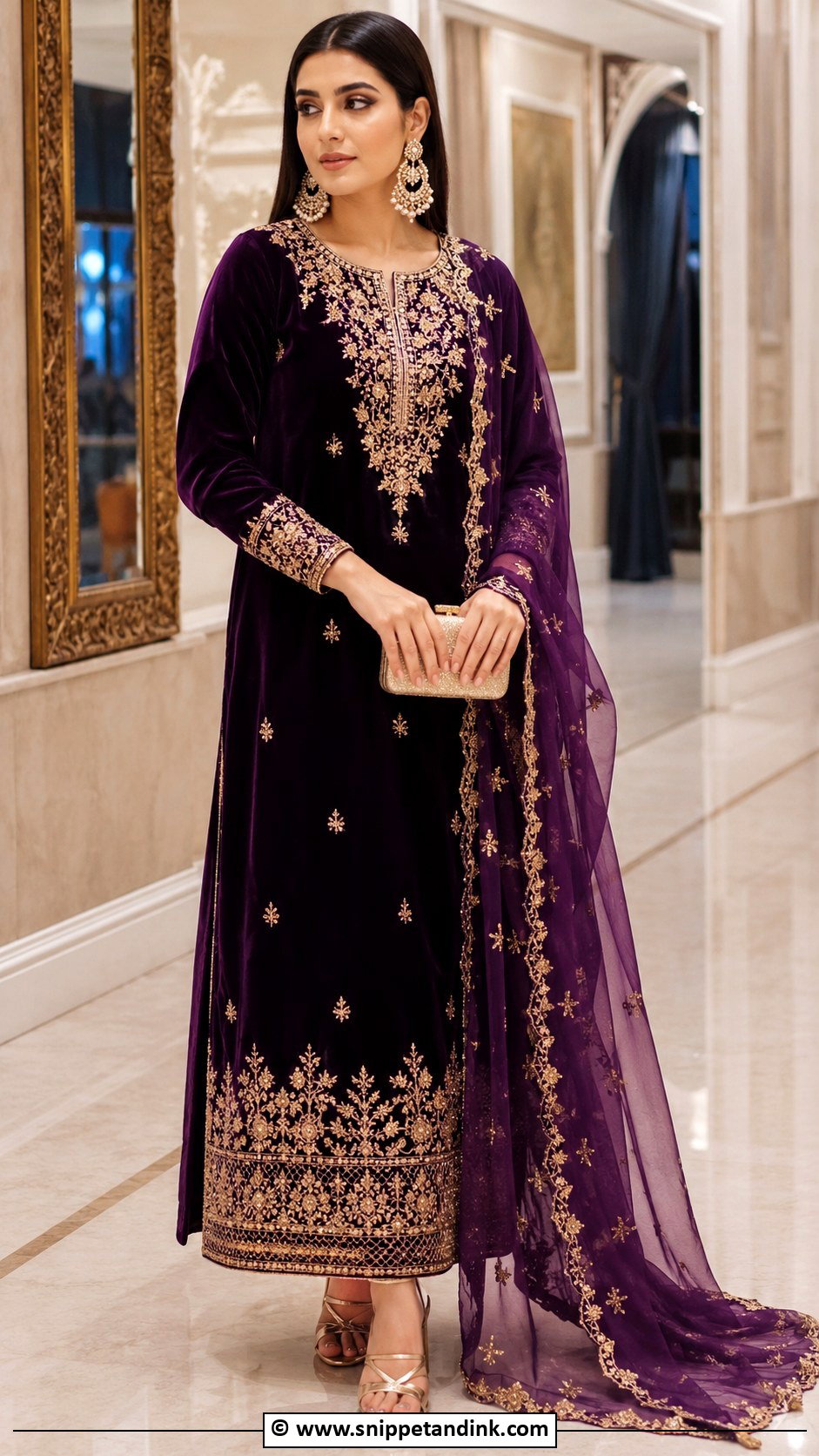 Purple Velvet Maxi For Barat - Snippet and Ink - 25 Barat Dresses for Bride Sister