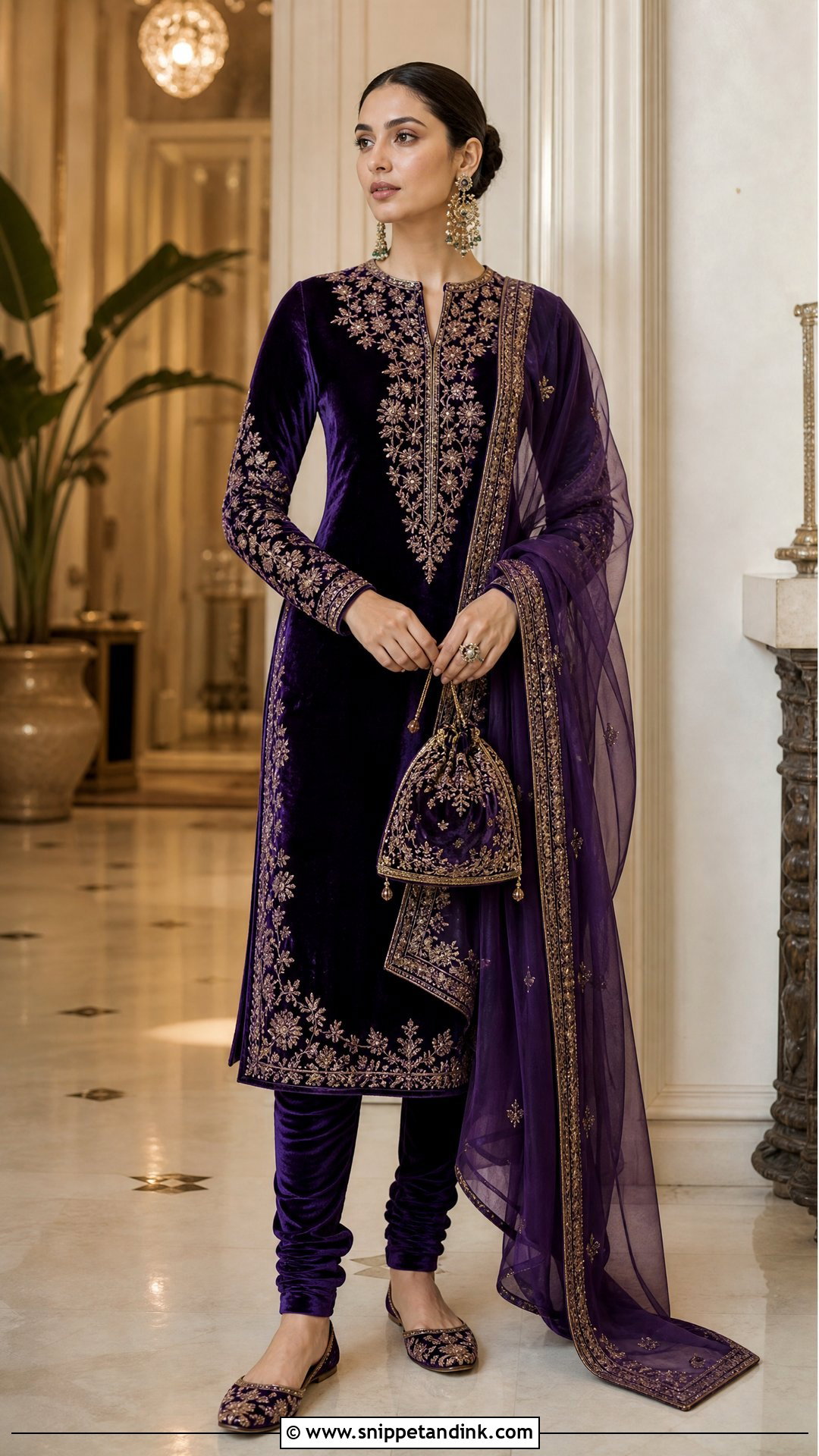Purple Velvet Sabyasachi Churidar Suit - Snippet and Ink - 20 Sabyasachi Salwar Suits