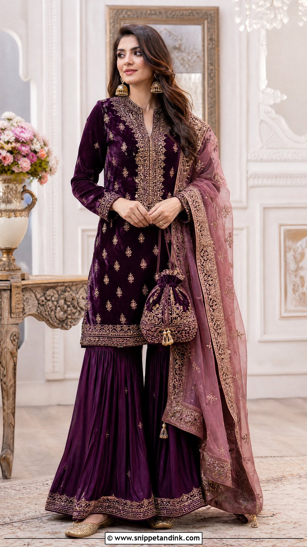 Purple Velvet Sharara Wedding Dress - Snippet and Ink - 20 Sharara Wedding Dress Ideas