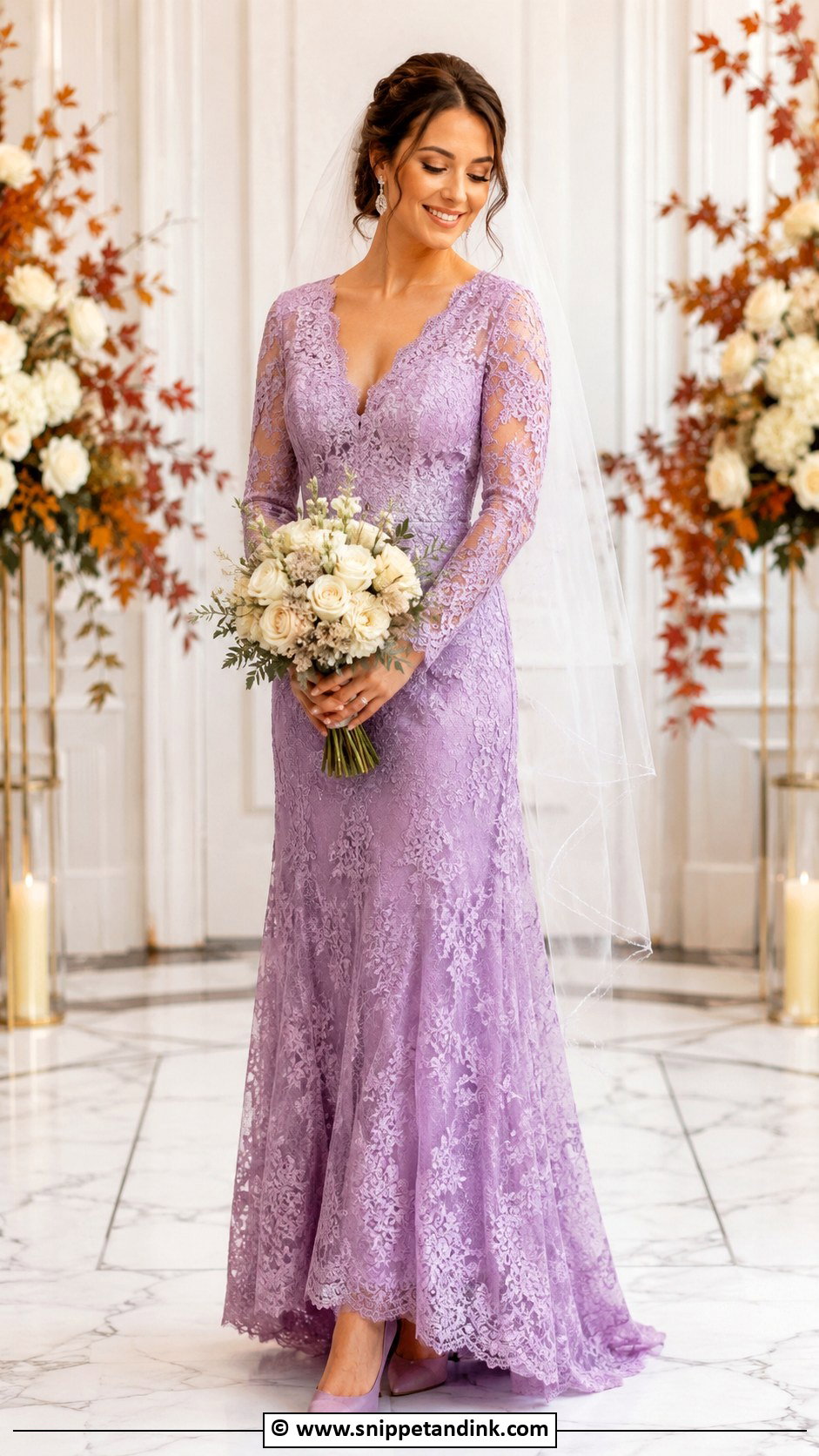Purple Wedding Dress With Sleeves - Snippet and Ink - 30 Purple Wedding Dress Ideas