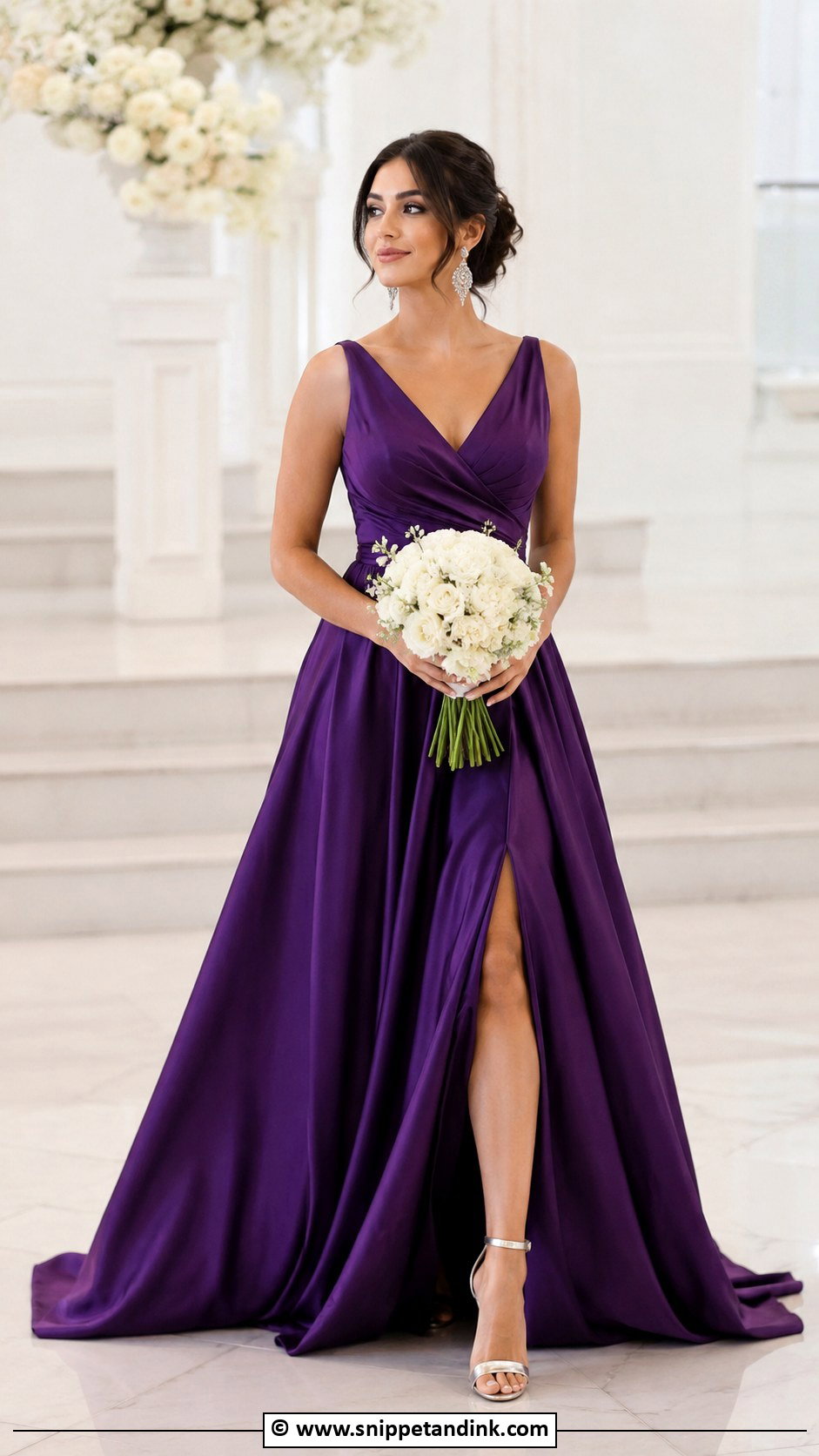 Purple Wedding Dress With Statement Earrings - Snippet and Ink - 30 Colorful Wedding Dress Ideas