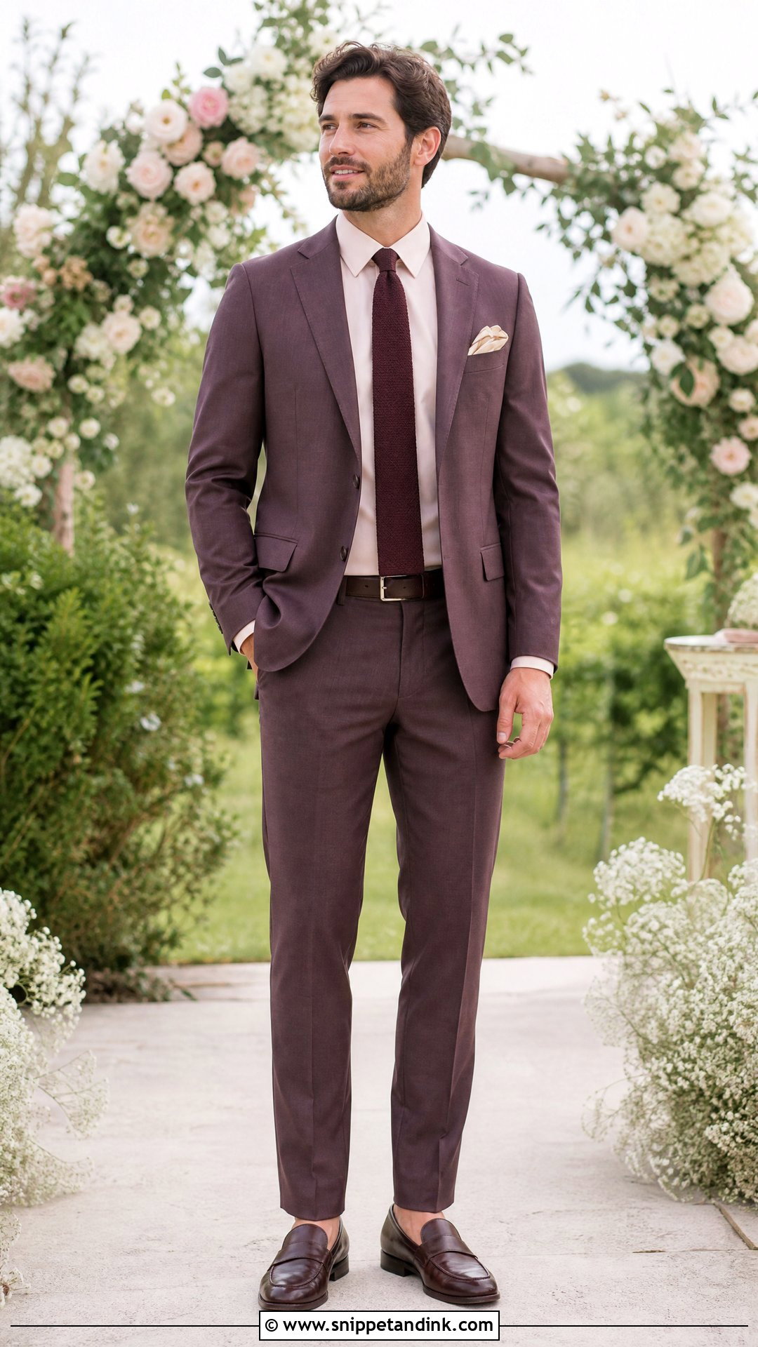 Purple Wedding Suit With Blush Shirt - Snippet and Ink - 20 Purple Wedding Suit Ideas
