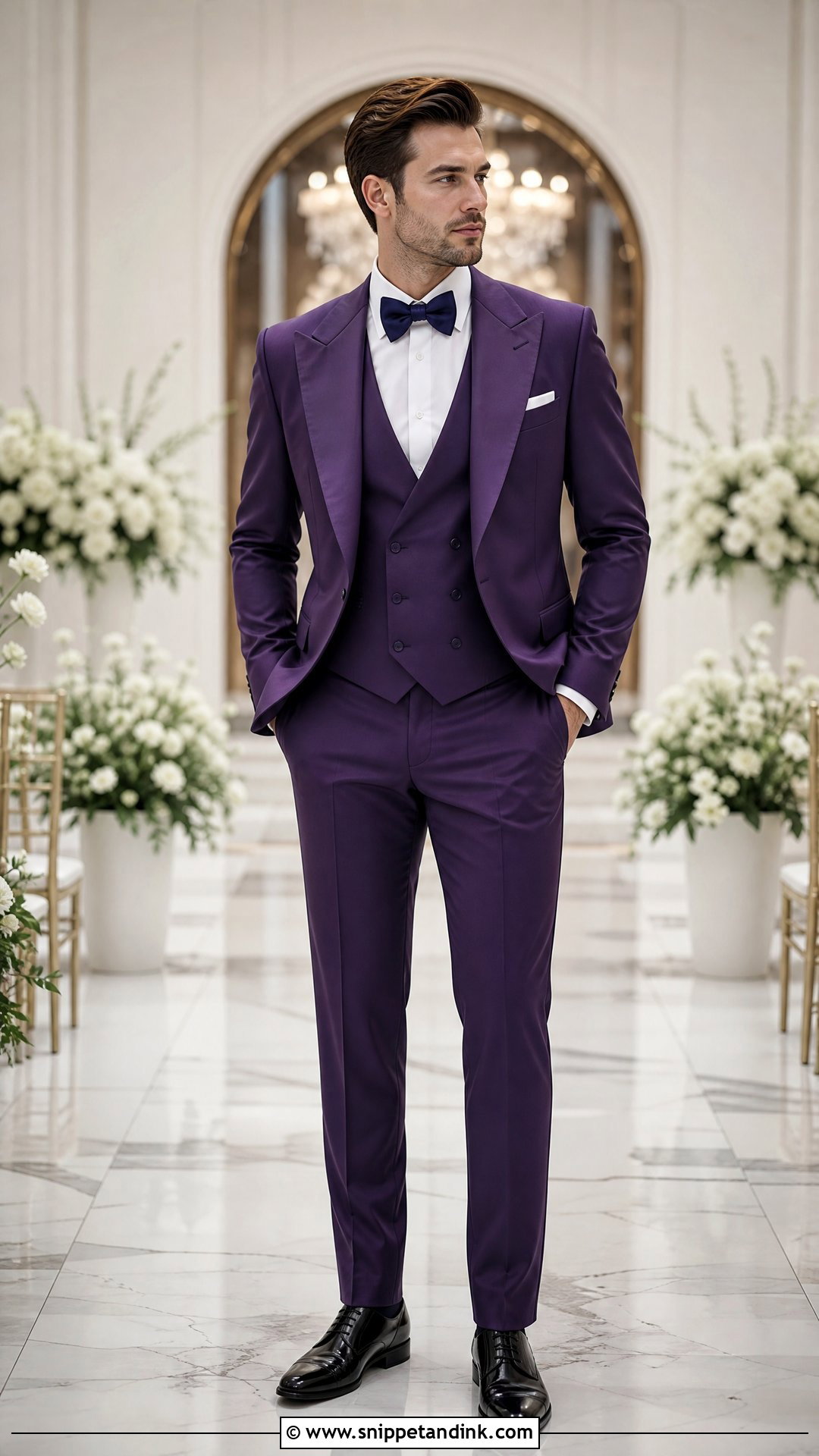 Purple Wedding Suit With Bow Tie - Snippet and Ink - 20 Purple Wedding Suit Ideas