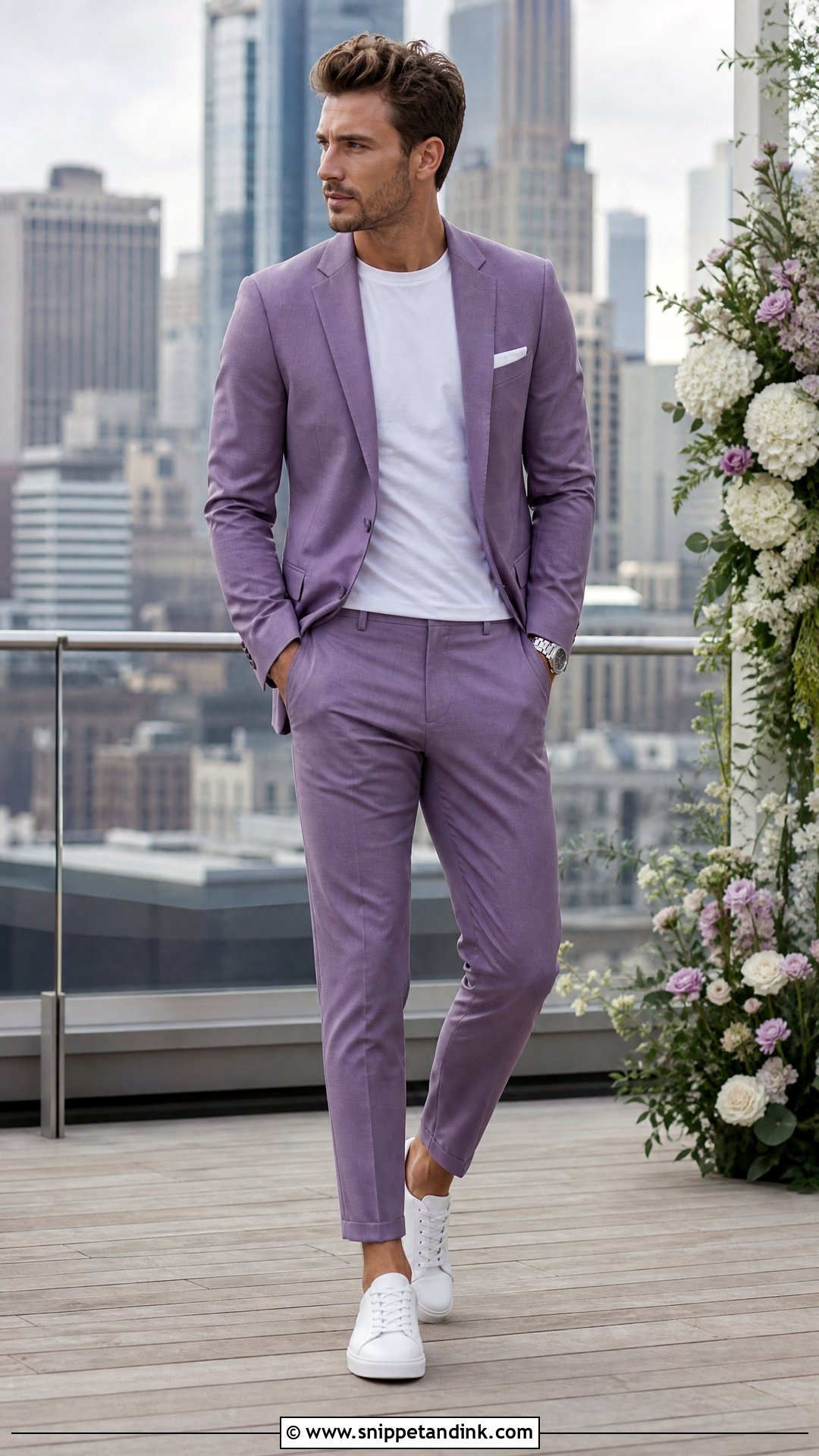 Purple Wedding Suit With White Sneakers - Snippet and Ink - 20 Purple Wedding Suit Ideas