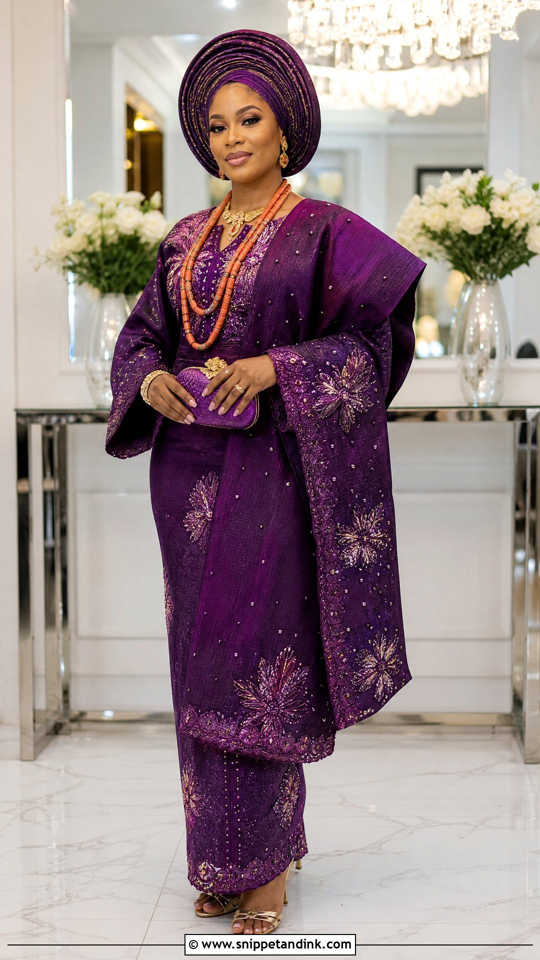 Purple Yoruba Bridal Attire - Snippet and Ink - 25 Yoruba Bride Traditional Attire Ideas