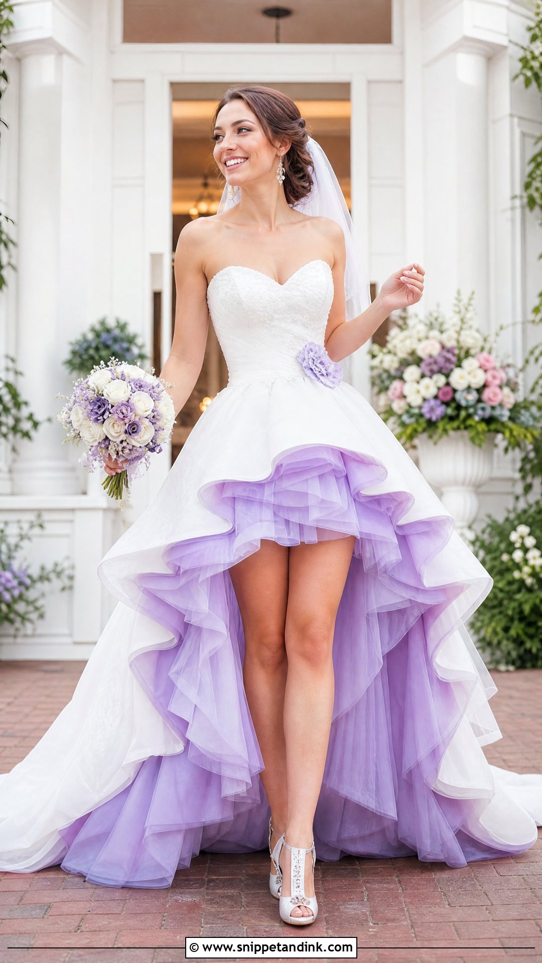 Purple and White High Low Wedding Dress - Snippet and Ink - 25 Purple and White Wedding Dress Ideas