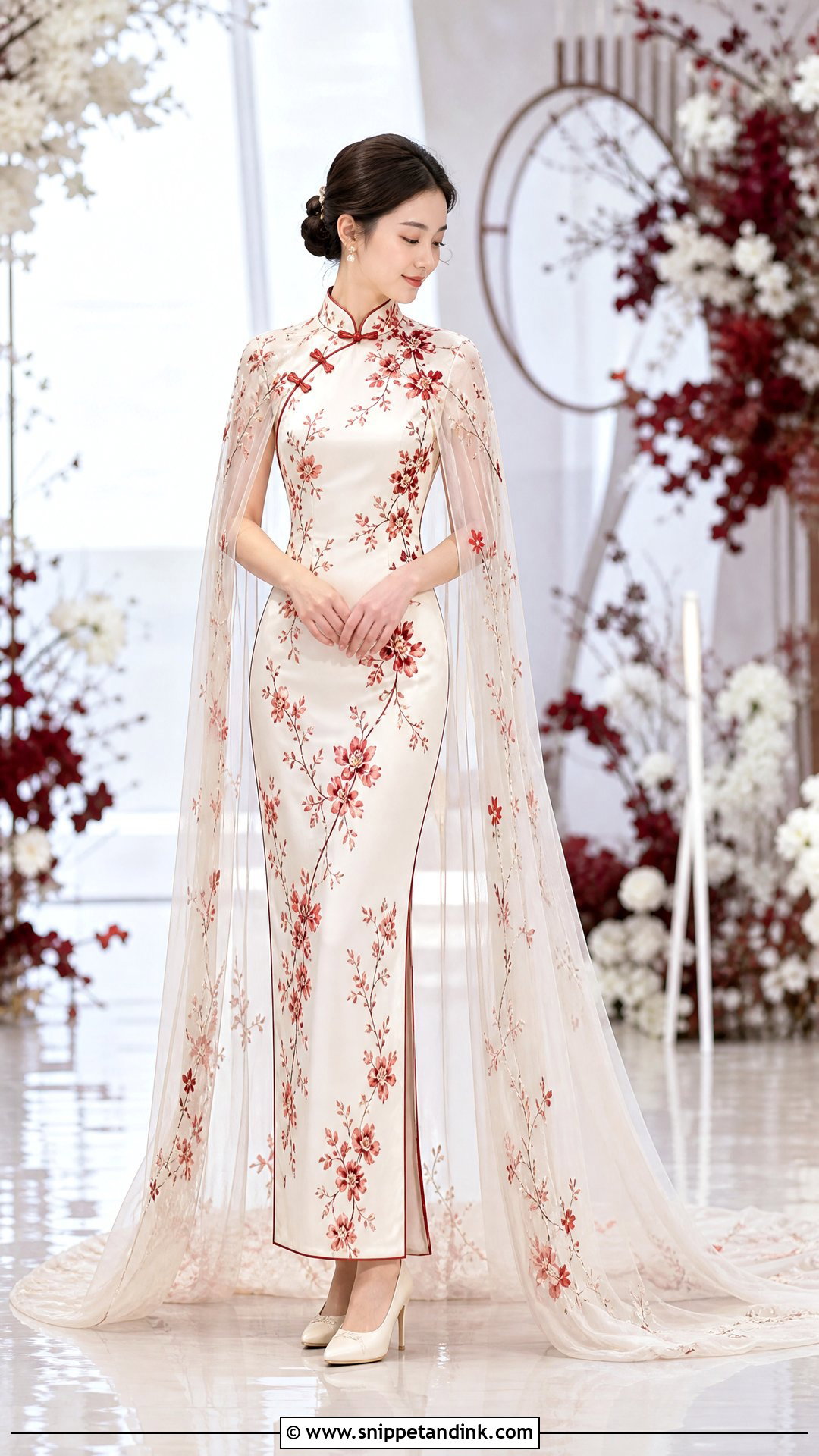 Qipao Wedding Dress With Cape - Snippet and Ink - 20 Qipao Wedding Dress Ideas