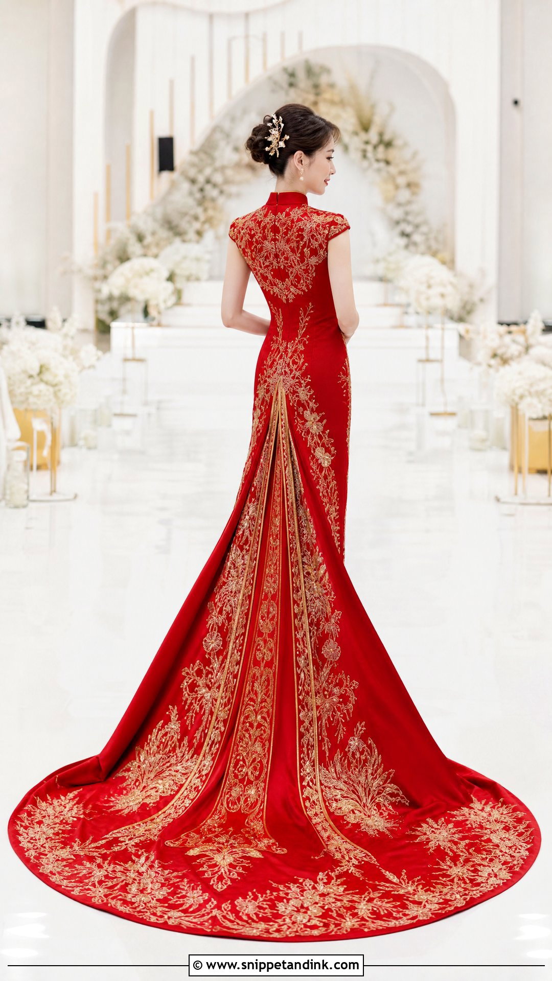 Qipao Wedding Dress With Train - Snippet and Ink - 20 Chinese Style Wedding Dress Ideas