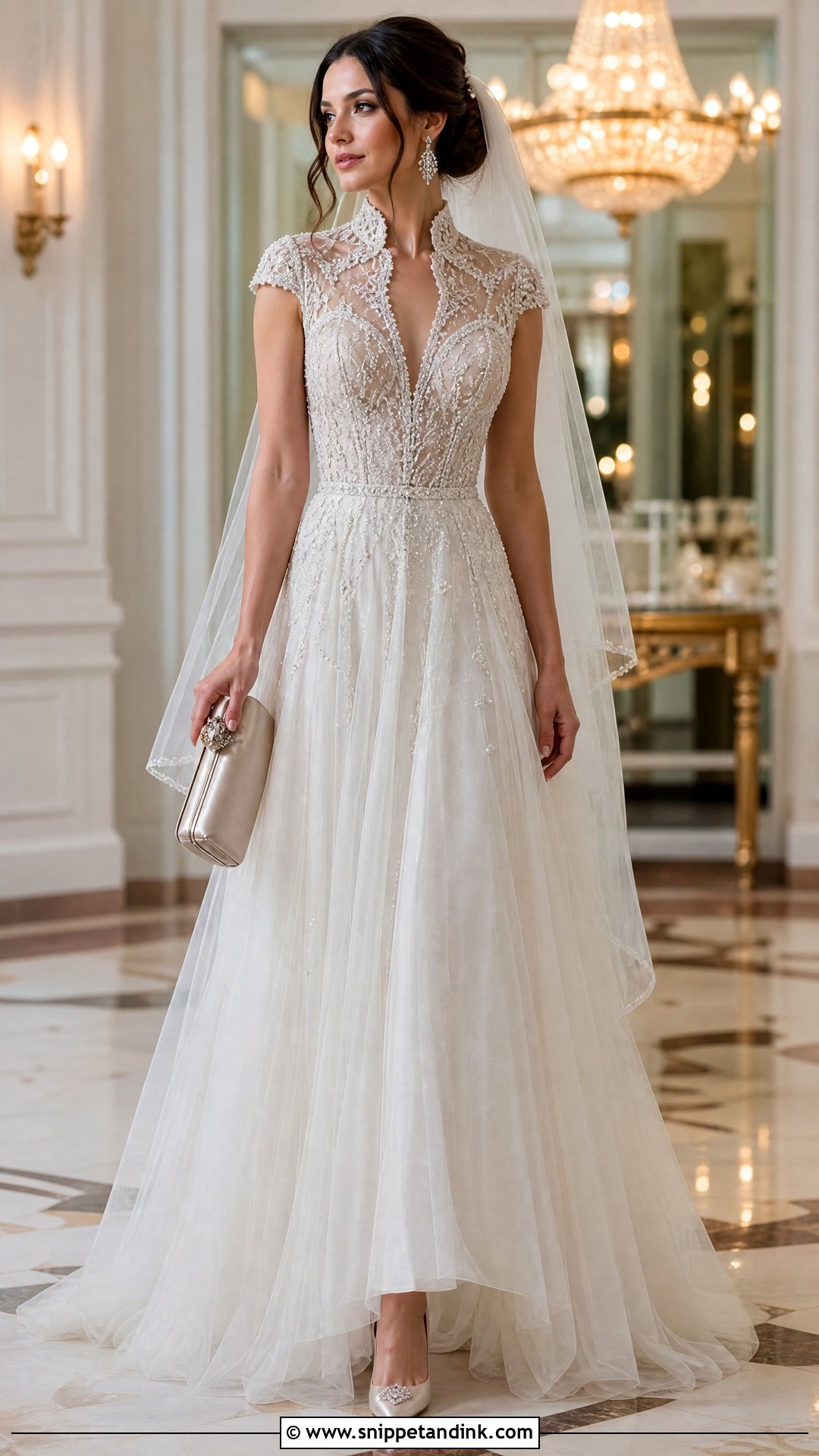 Queen Anne Beaded Wedding Dress - Snippet and Ink - 20 Queen Anne Wedding Dress Ideas