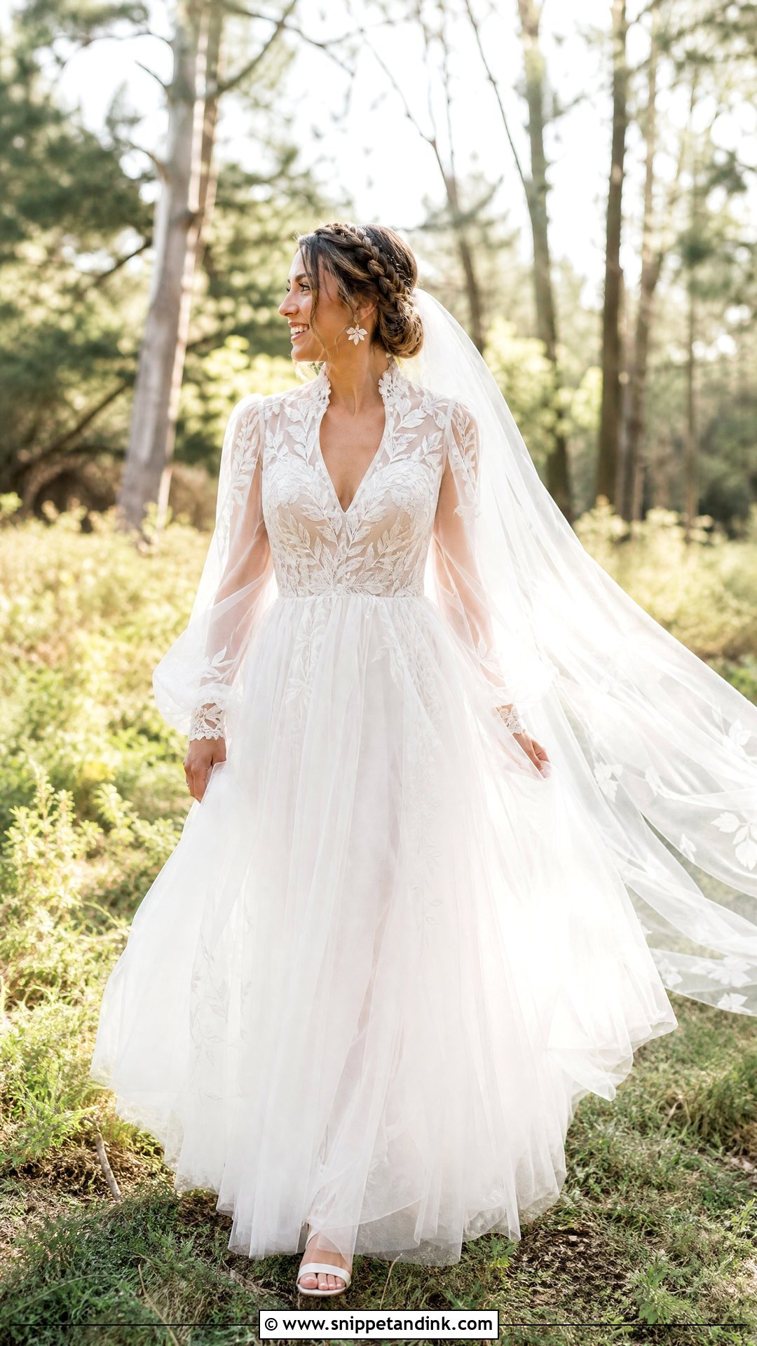 Queen Anne Boho Tulle Wedding Dress - Snippet and Ink - 20 Queen Anne Wedding Dress Ideas