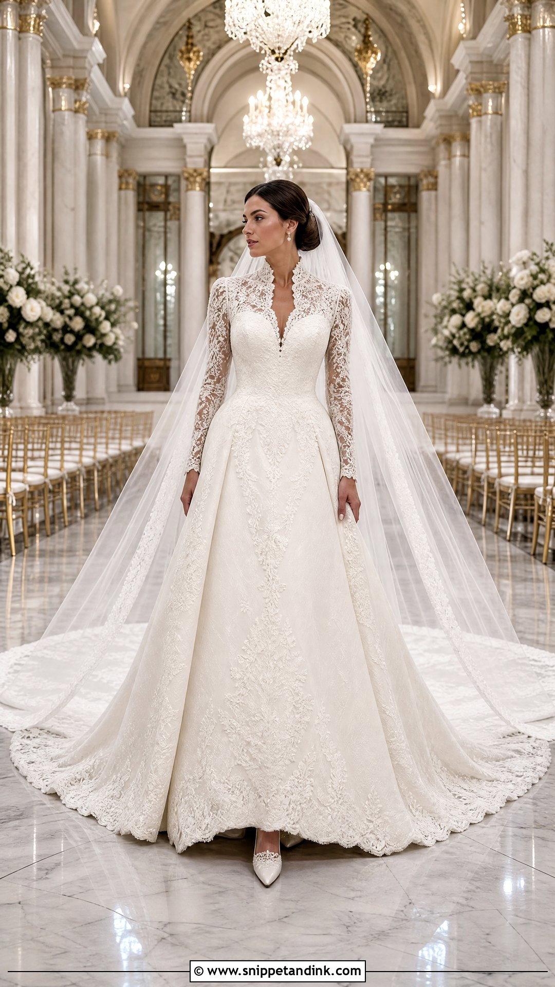 Queen Anne Cathedral Train Wedding Dress - Snippet and Ink - 20 Queen Anne Wedding Dress Ideas