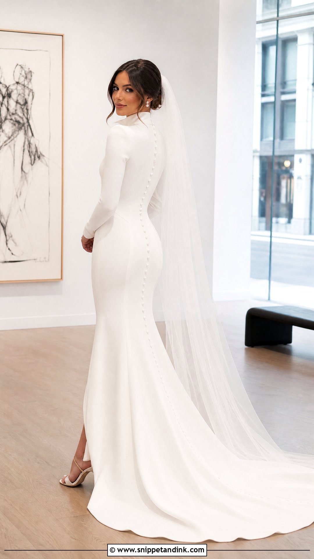 Queen Anne Crepe Fit And Flare Wedding Dress - Snippet and Ink - 20 Queen Anne Wedding Dress Ideas
