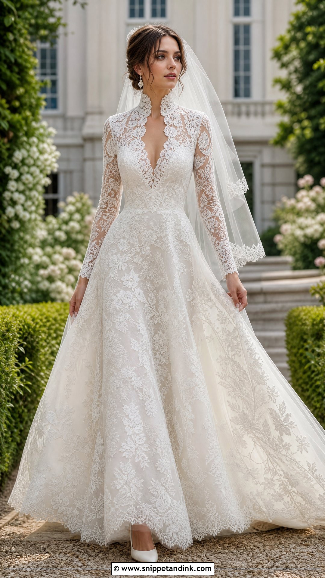 Queen Anne Lace A Line Wedding Dress - Snippet and Ink - 20 Queen Anne Wedding Dress Ideas