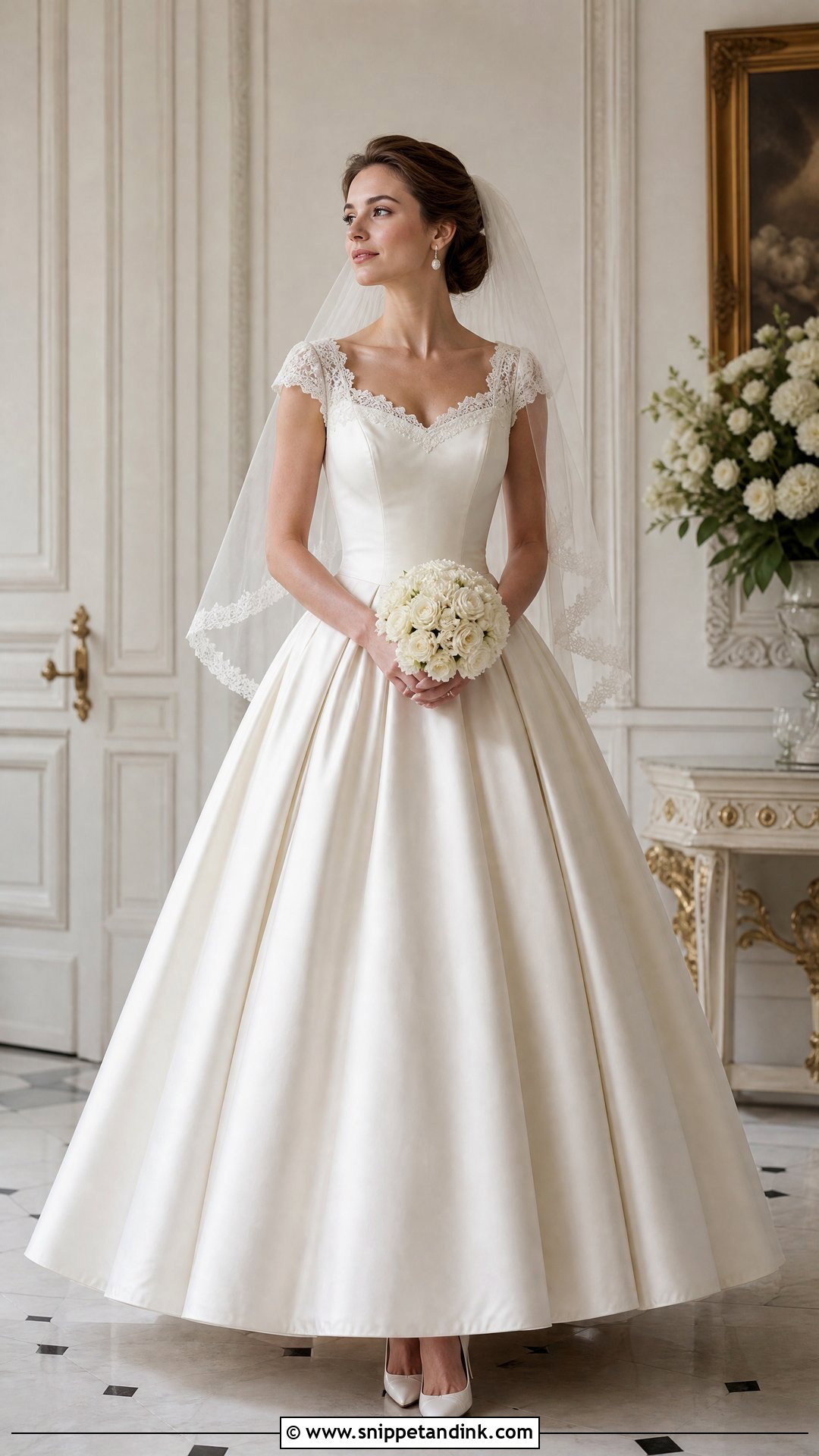 Queen Anne Neckline Vintage Ballgown Wedding Dress - Snippet and Ink - 20 Vintage Ballgown Wedding Dress Ideas
