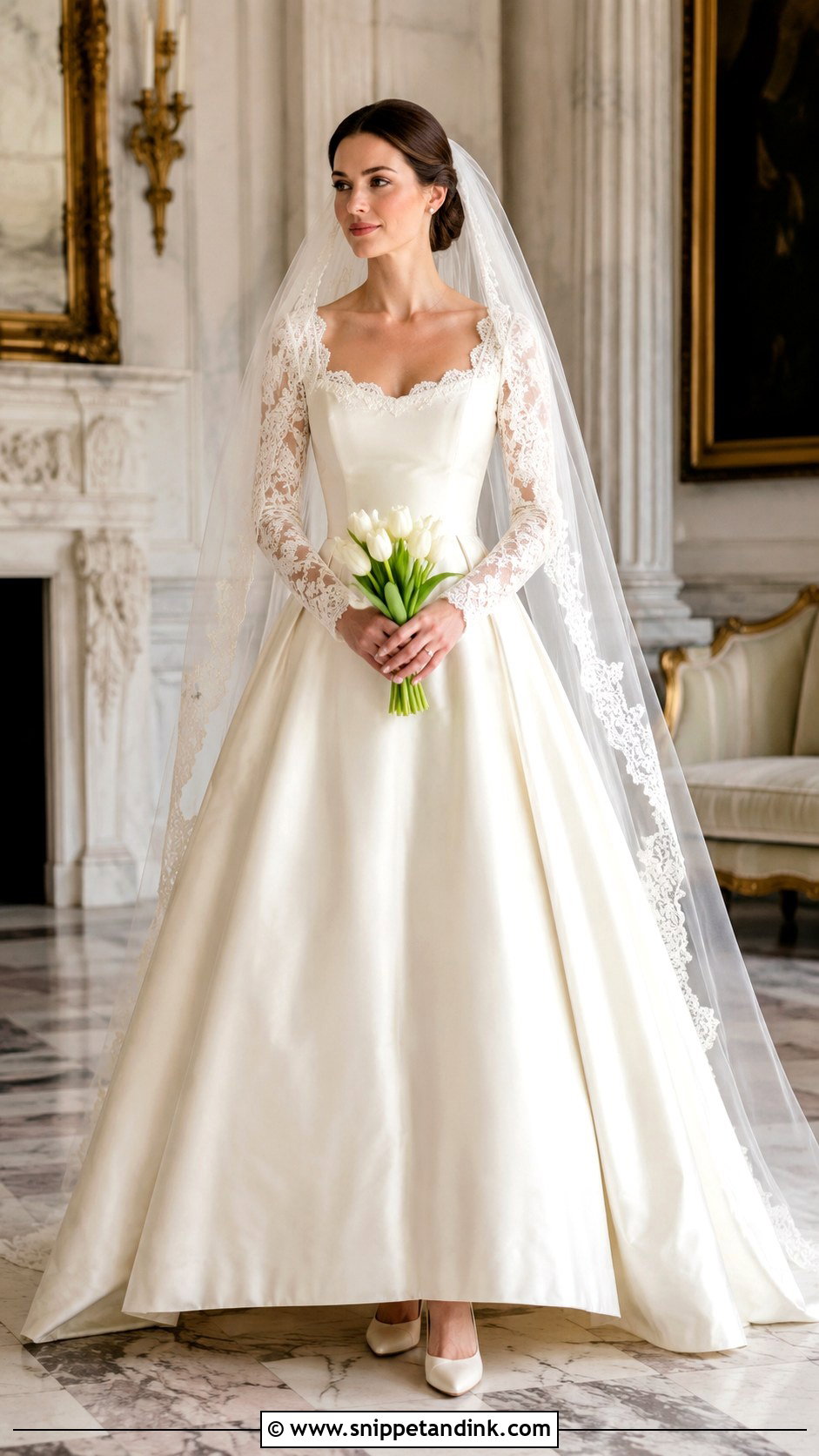 Queen Anne Neckline Wedding Dress - Snippet and Ink - 20 Grace Kelly Inspired Wedding Dress Ideas
