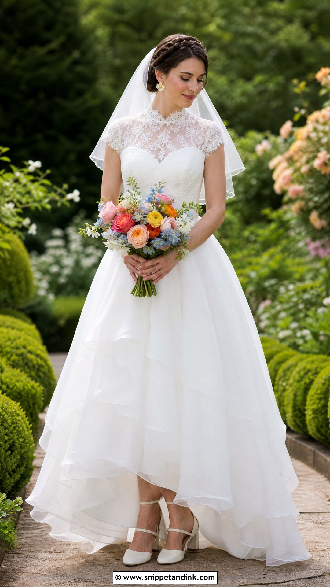 Queen Anne Organza Garden Wedding Dress - Snippet and Ink - 20 Queen Anne Wedding Dress Ideas