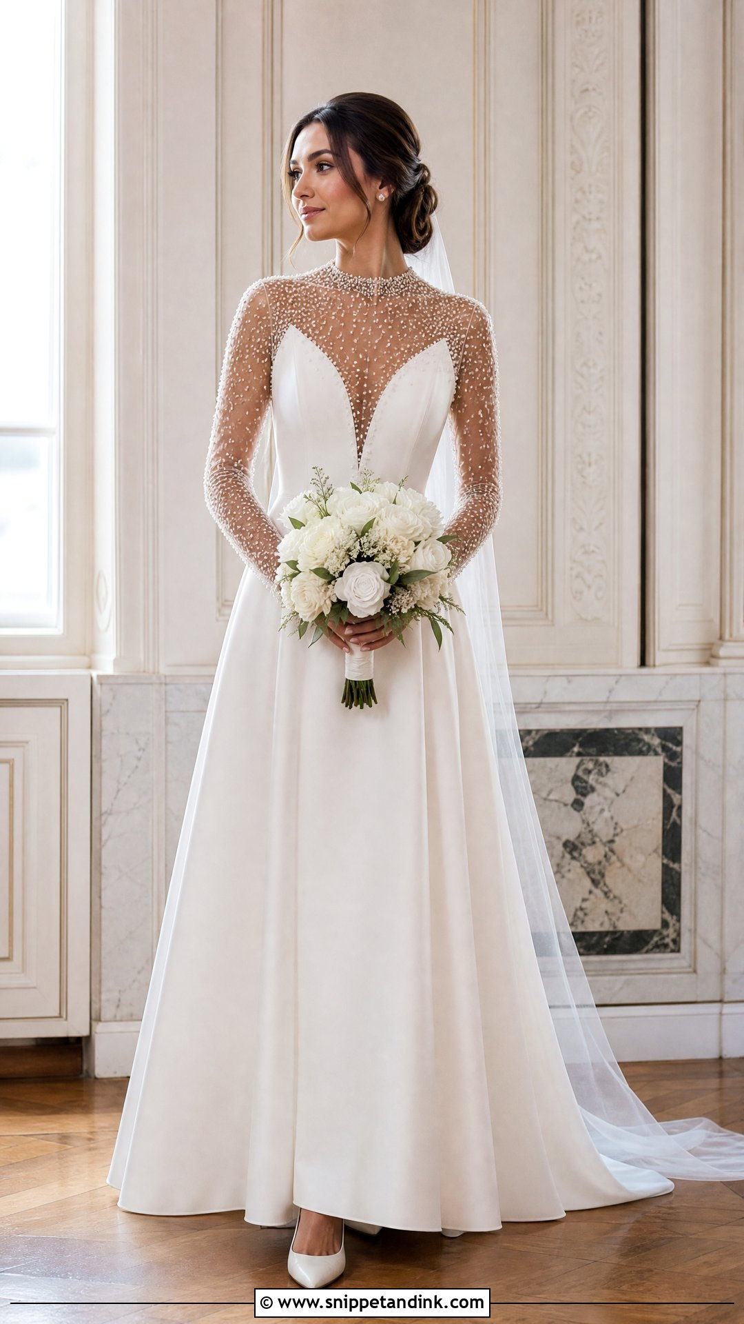 Queen Anne Pearl Wedding Dress - Snippet and Ink - 20 Queen Anne Wedding Dress Ideas