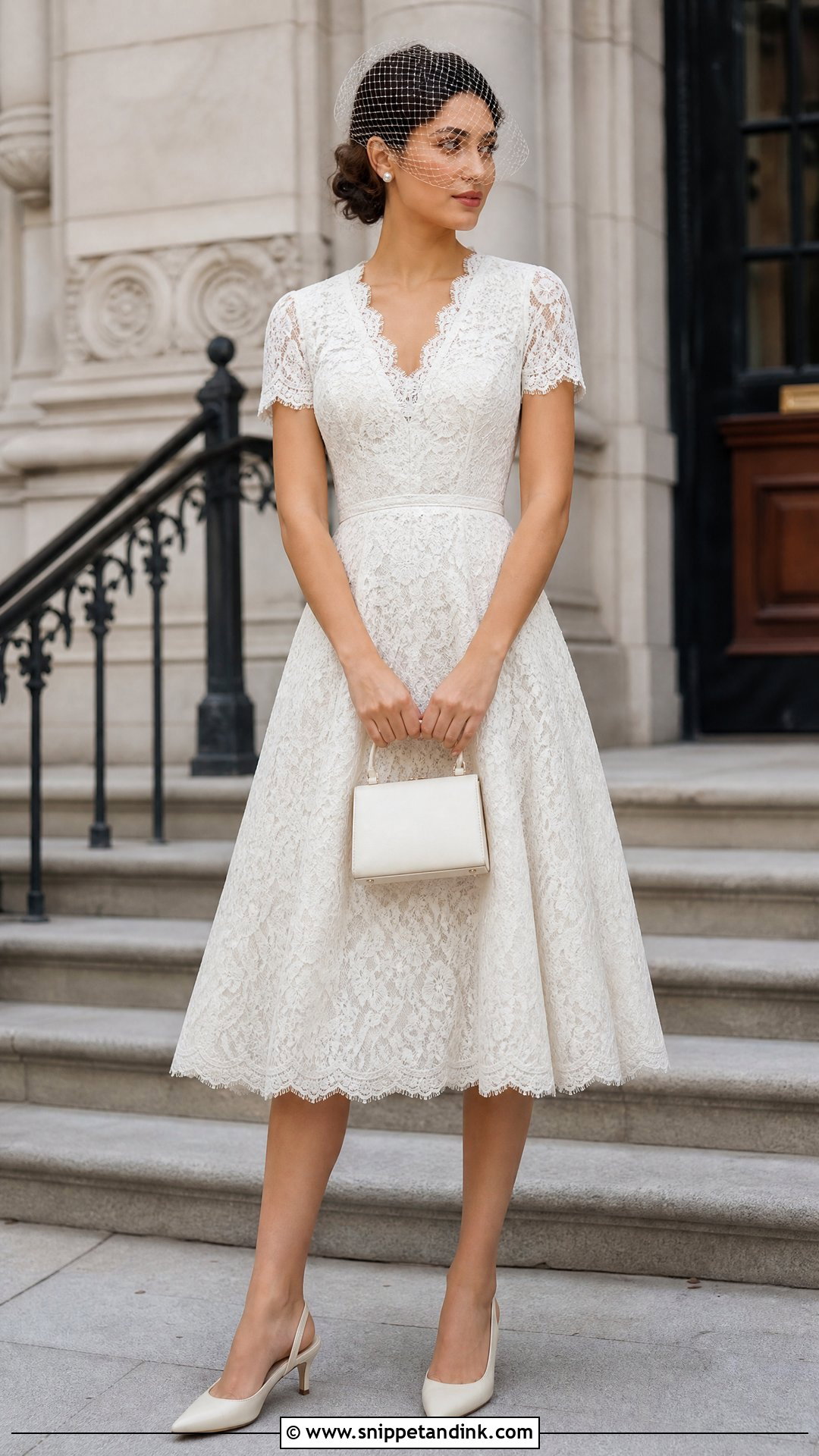Queen Anne Tea Length Wedding Dress - Snippet and Ink - 20 Queen Anne Wedding Dress Ideas